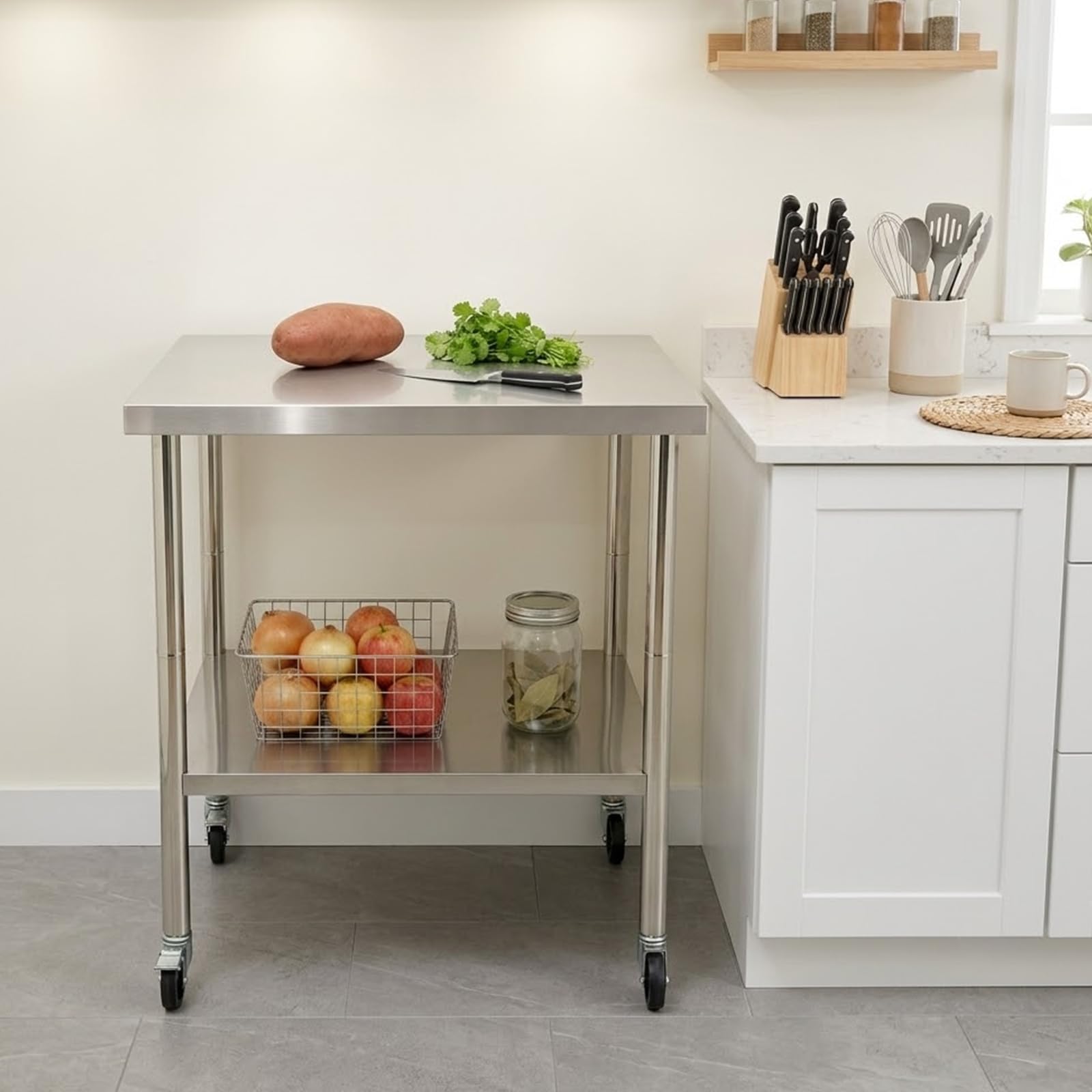 TiryyDrela tavolo lavoro cucina inox 76x60 cm 300 kg