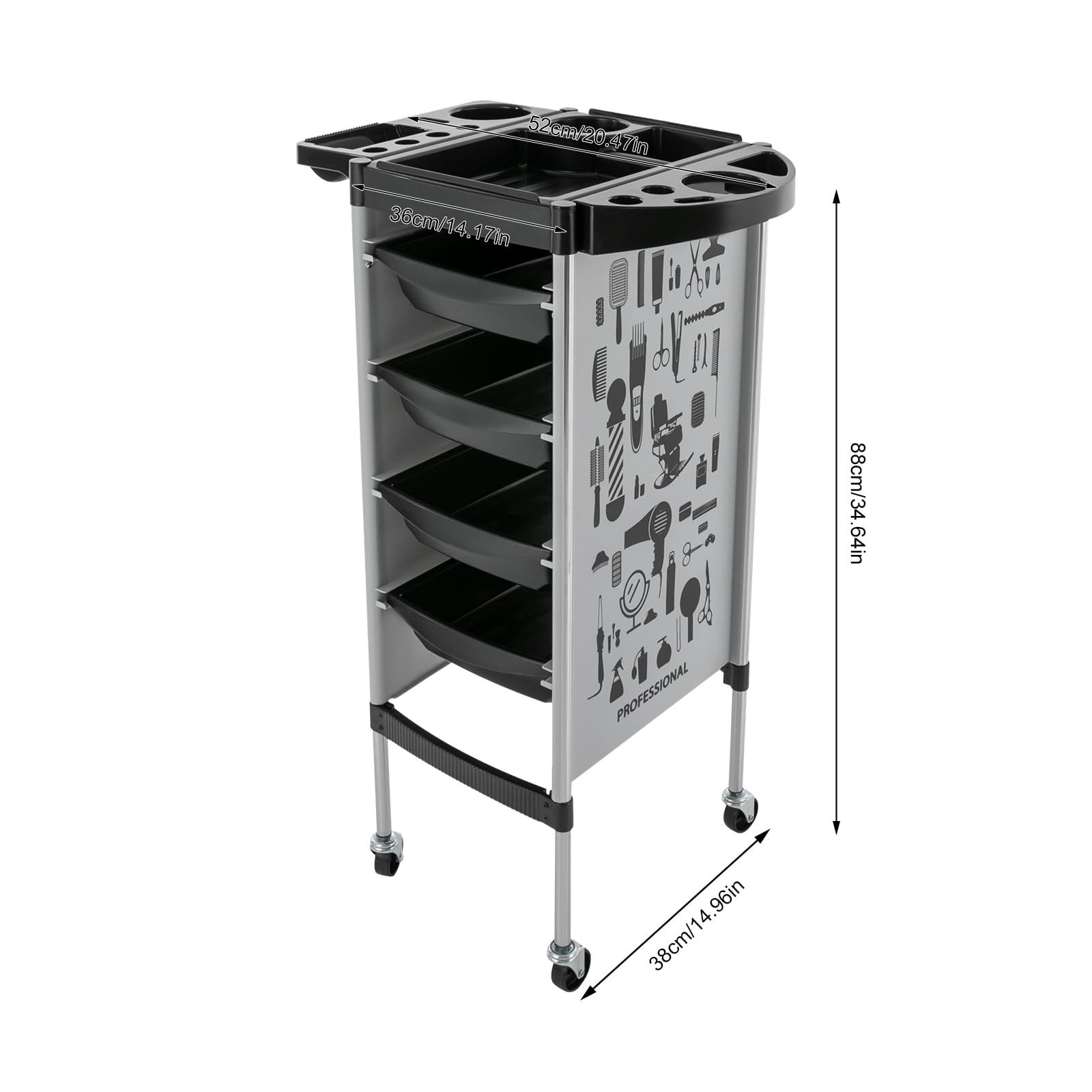 TiryyDrela Carrello Parrucchiere 4 Cassetti 5 Livelli Bianco con Ruote