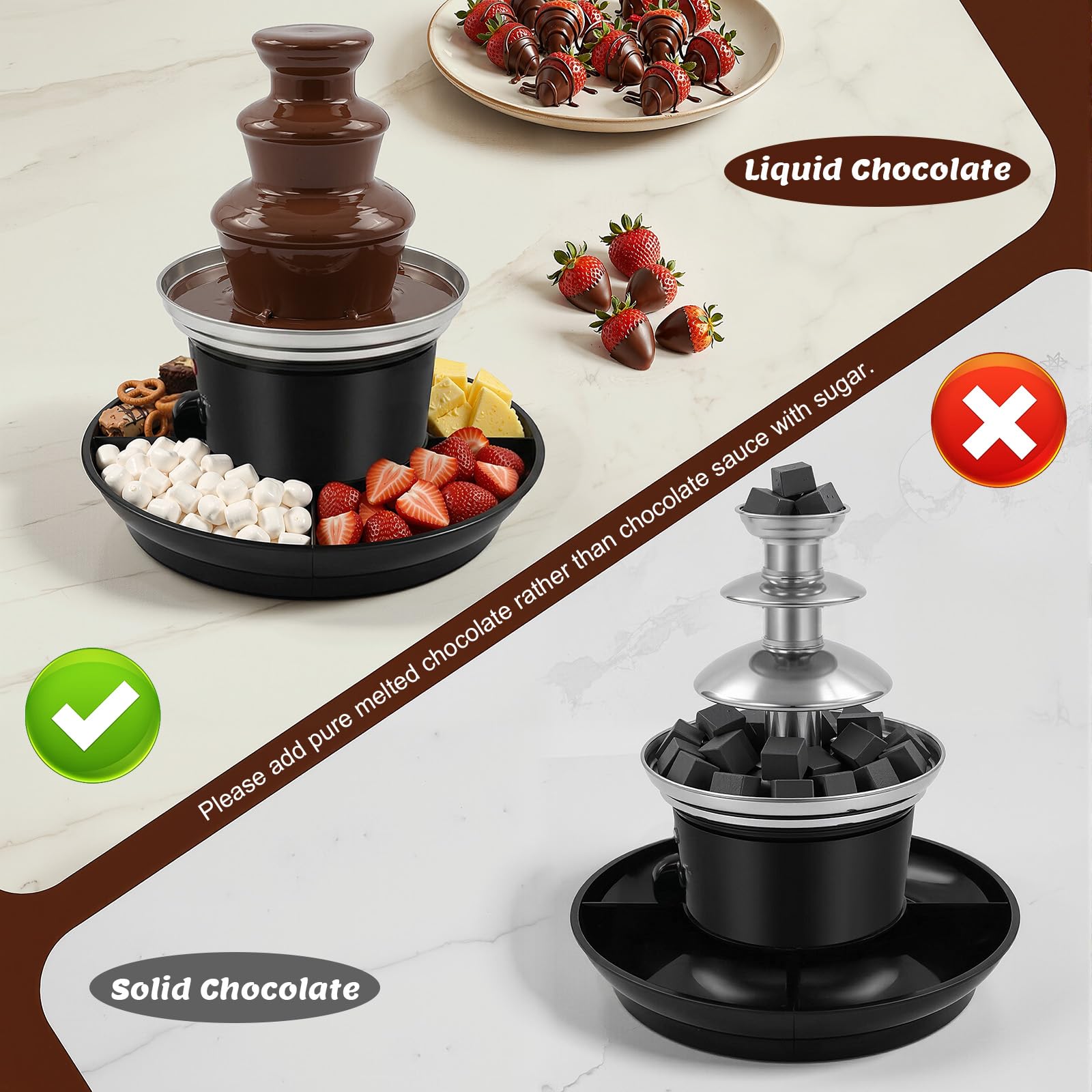 TiryyDrela Fontana cioccolato 3 livelli 0,45kg inox