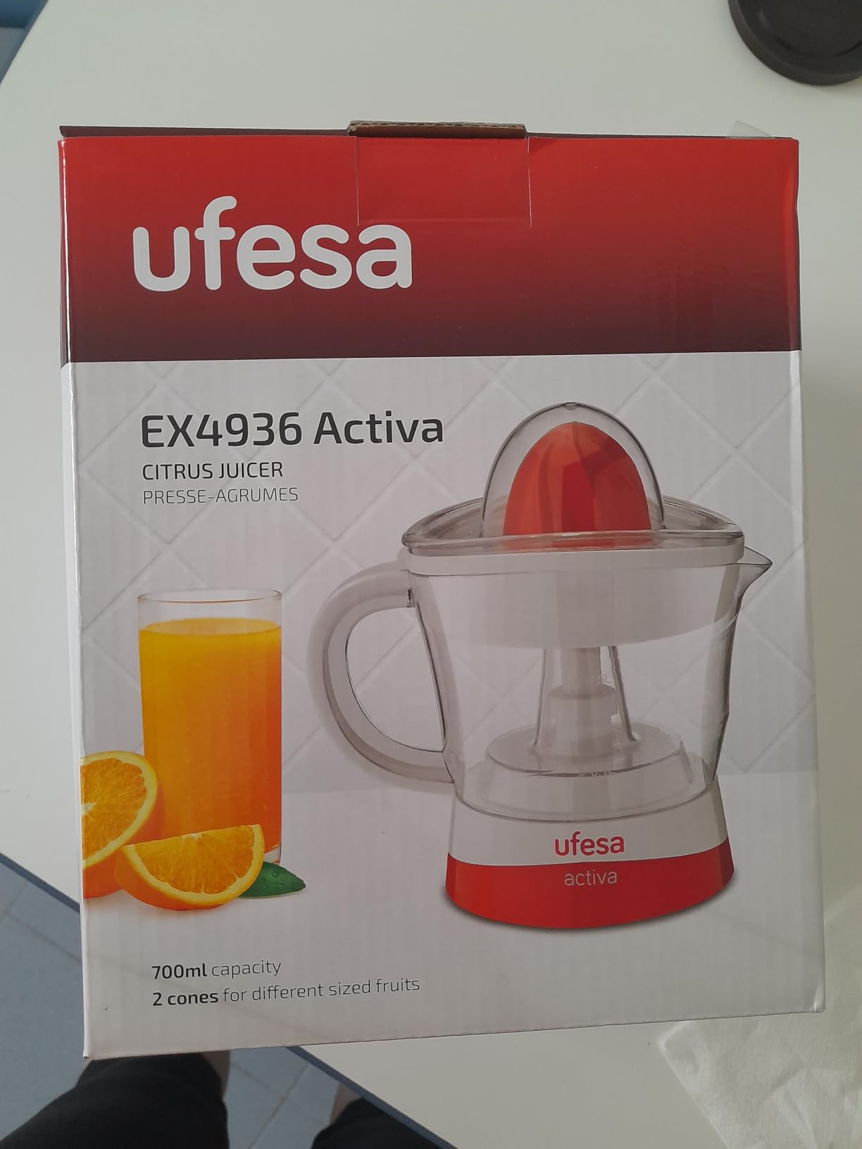 Ufesa EX4936 Spremiagrumi Elettrico 0,7L Doppio Cono