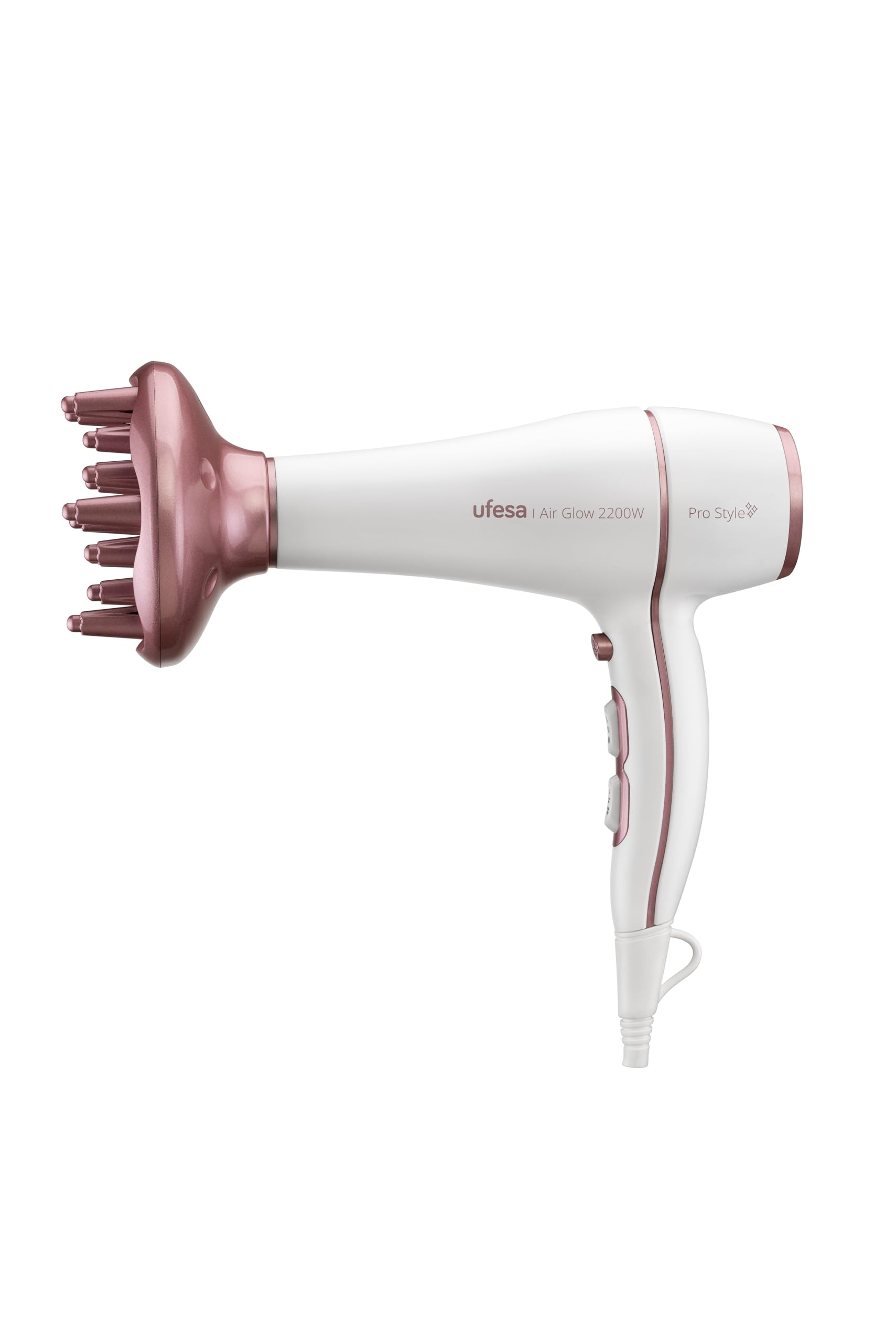 Ufesa Air Glow 2200W Asciugacapelli Bianco Rosa con Diffusore