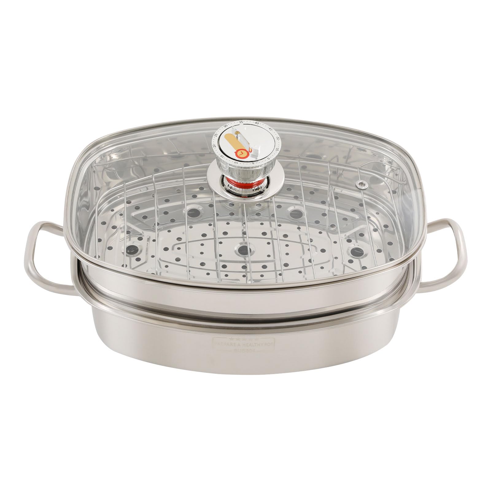 TiryyDrela Vaporiera Inox 2 Piani 6 L per Induzione con Timer