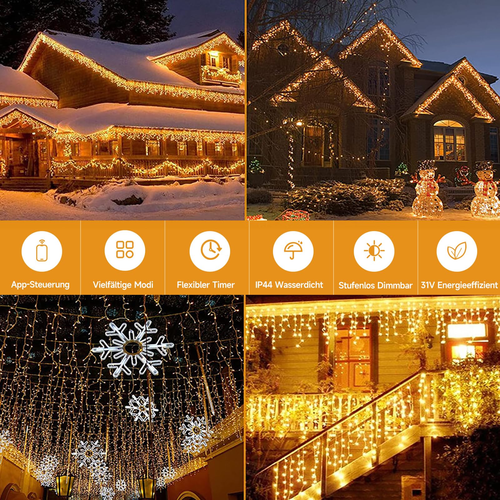 Wowdsgn catena luminosa LED 5m 220 LED bianco caldo app