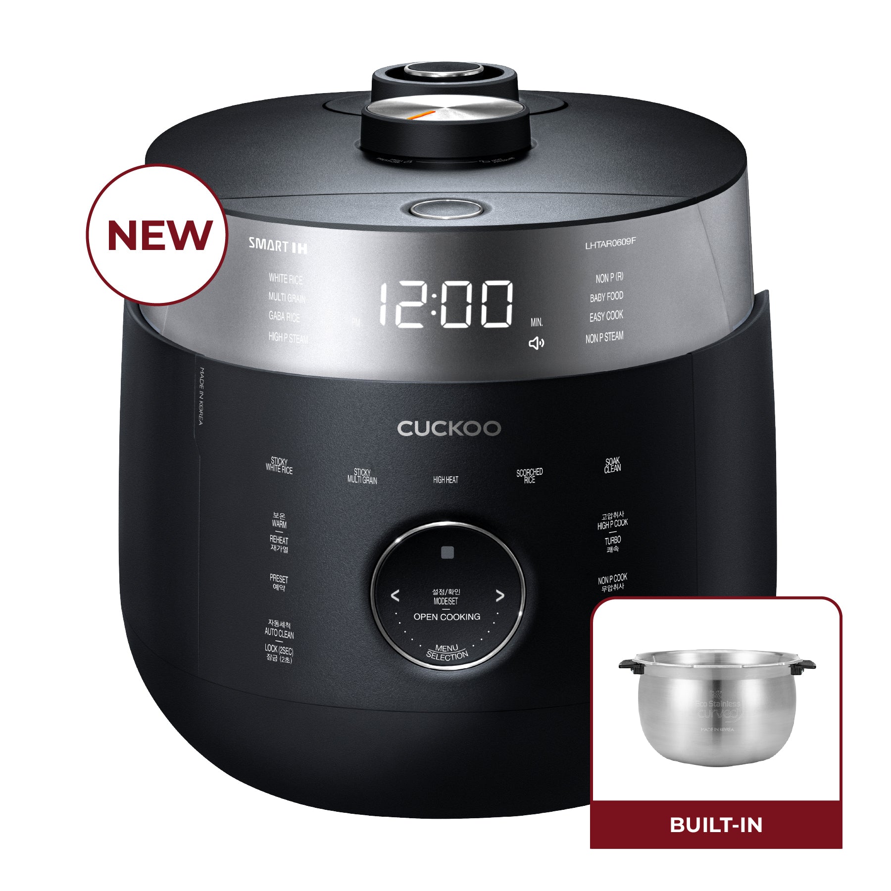 Cuckoo IH Twin Pressure CRP-LHTAR0609F cuociriso 6 tazze bianco inox