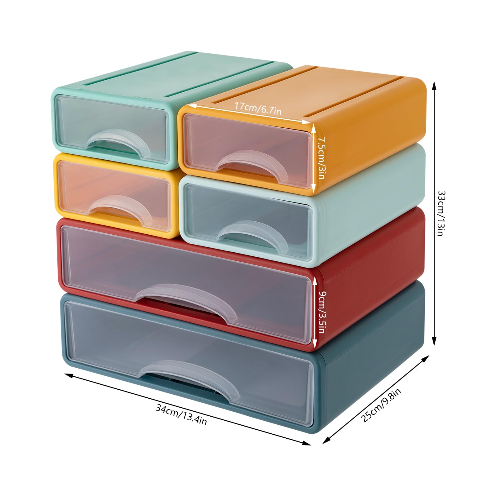 TiryyDrela Cassettiera Plastica 6 Cassetti 34x25x33 cm Traslucida