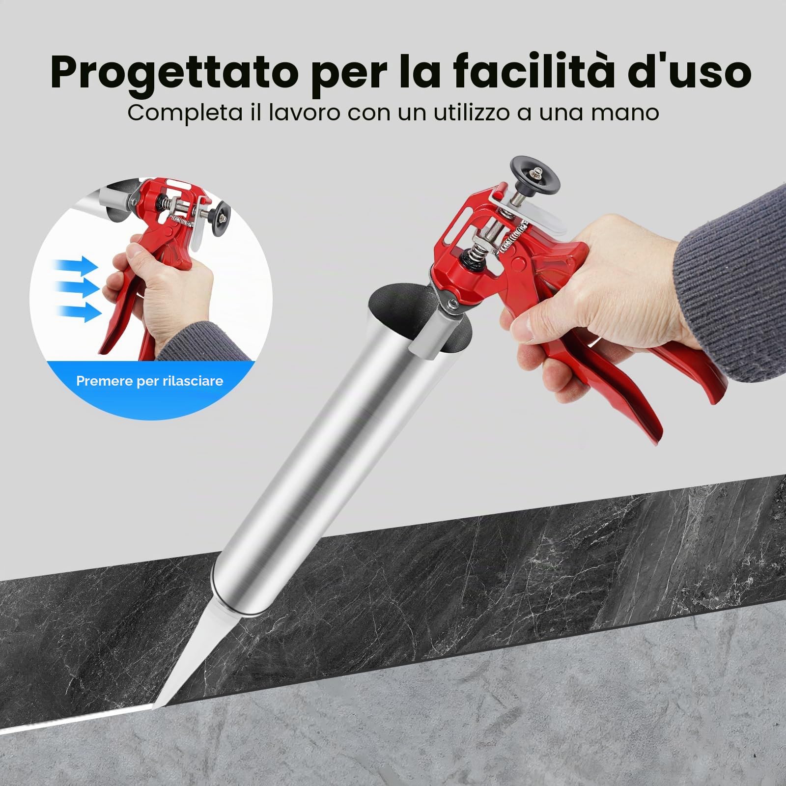 TiryyDrela pistola malta cemento inox 22 cm ugelli