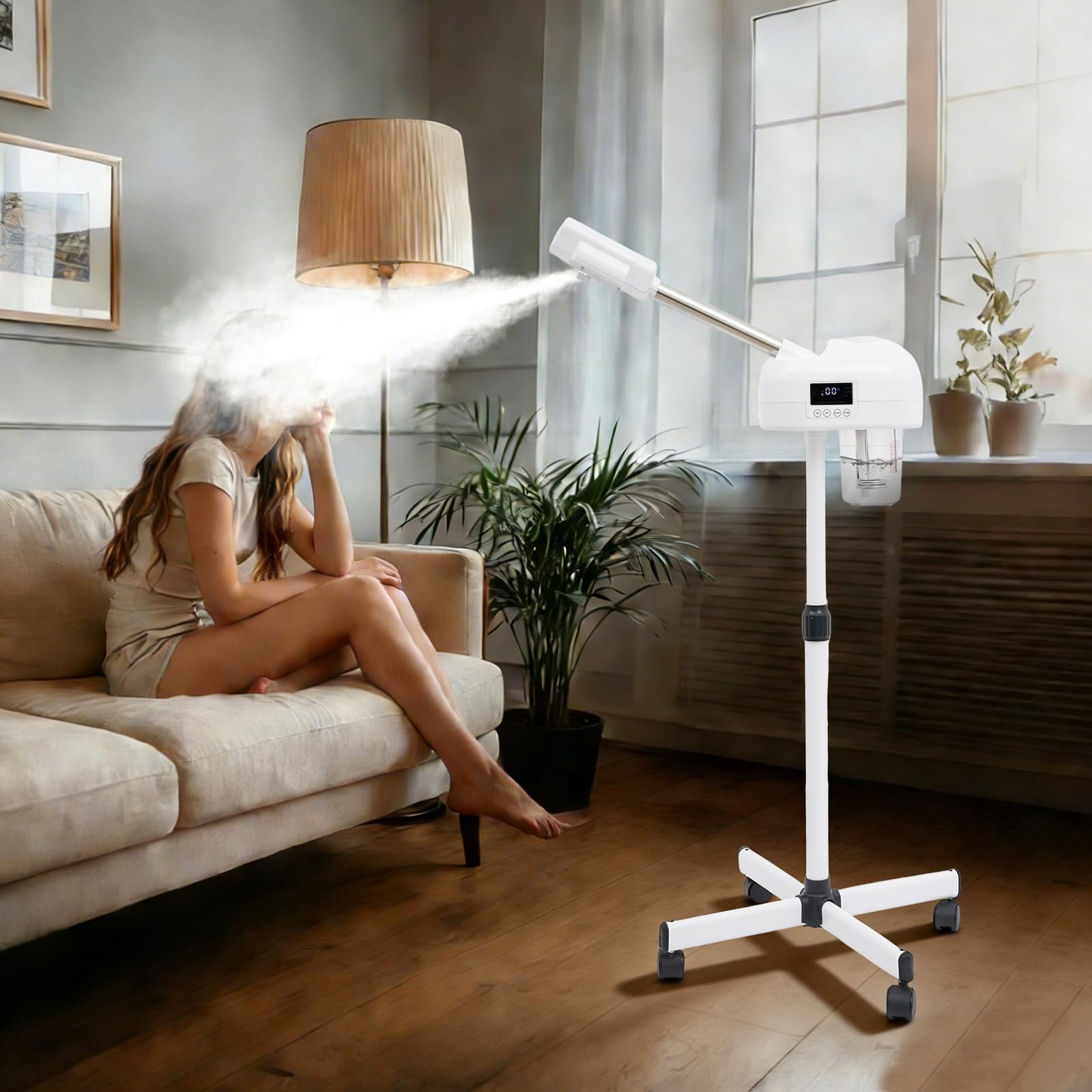 TiryyDrela Vapozone Viso 800W 600ml Altezza 58-68cm Bianco