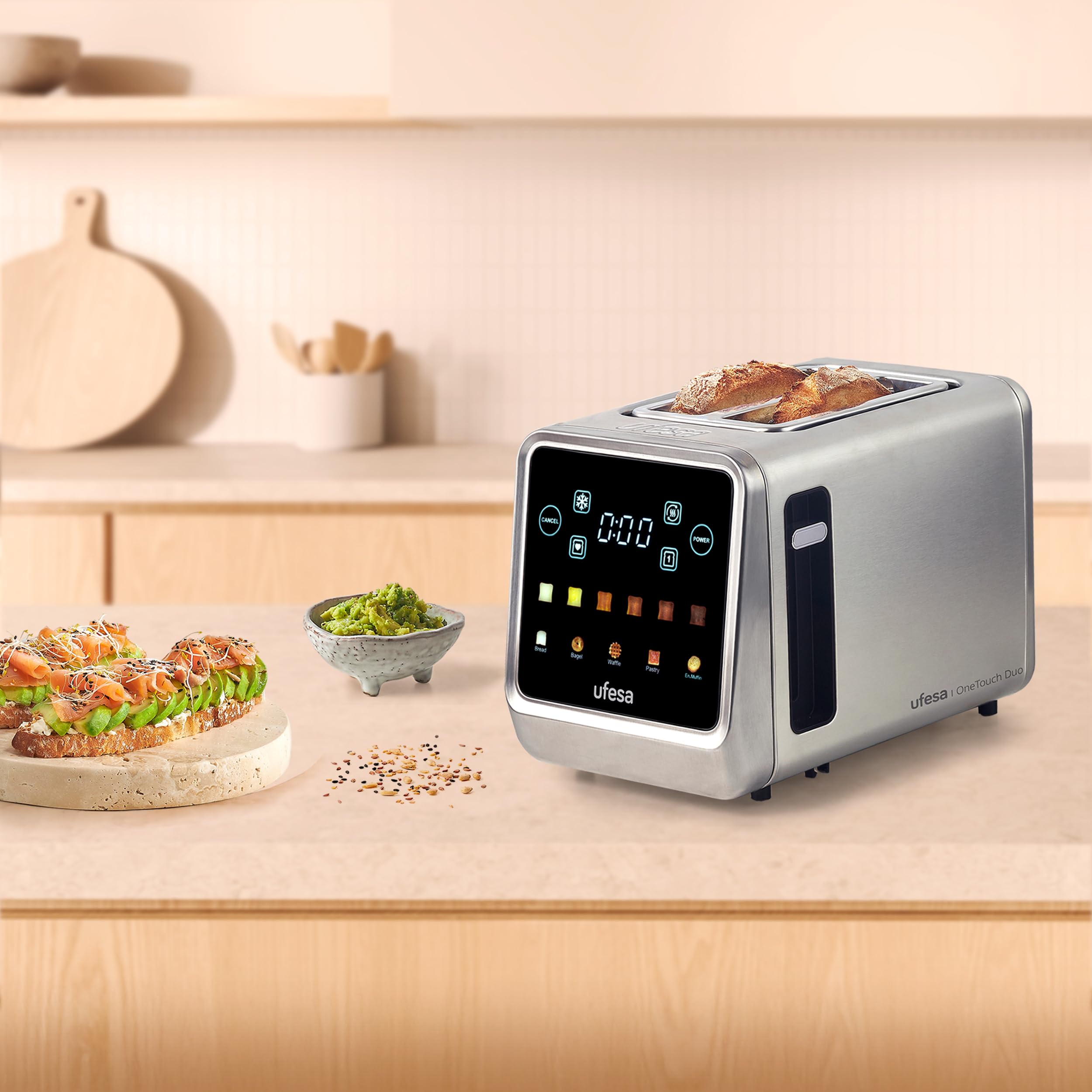 Ufesa One Touch Duo tostapane 2 fessure 6 livelli inox