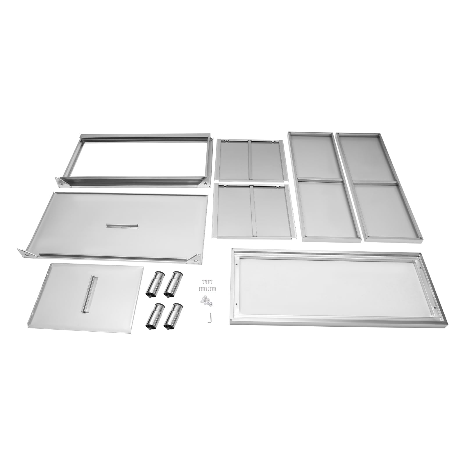 TiryyDrela Tavolo Lavoro Inox 120 cm con Ante Scorrevoli
