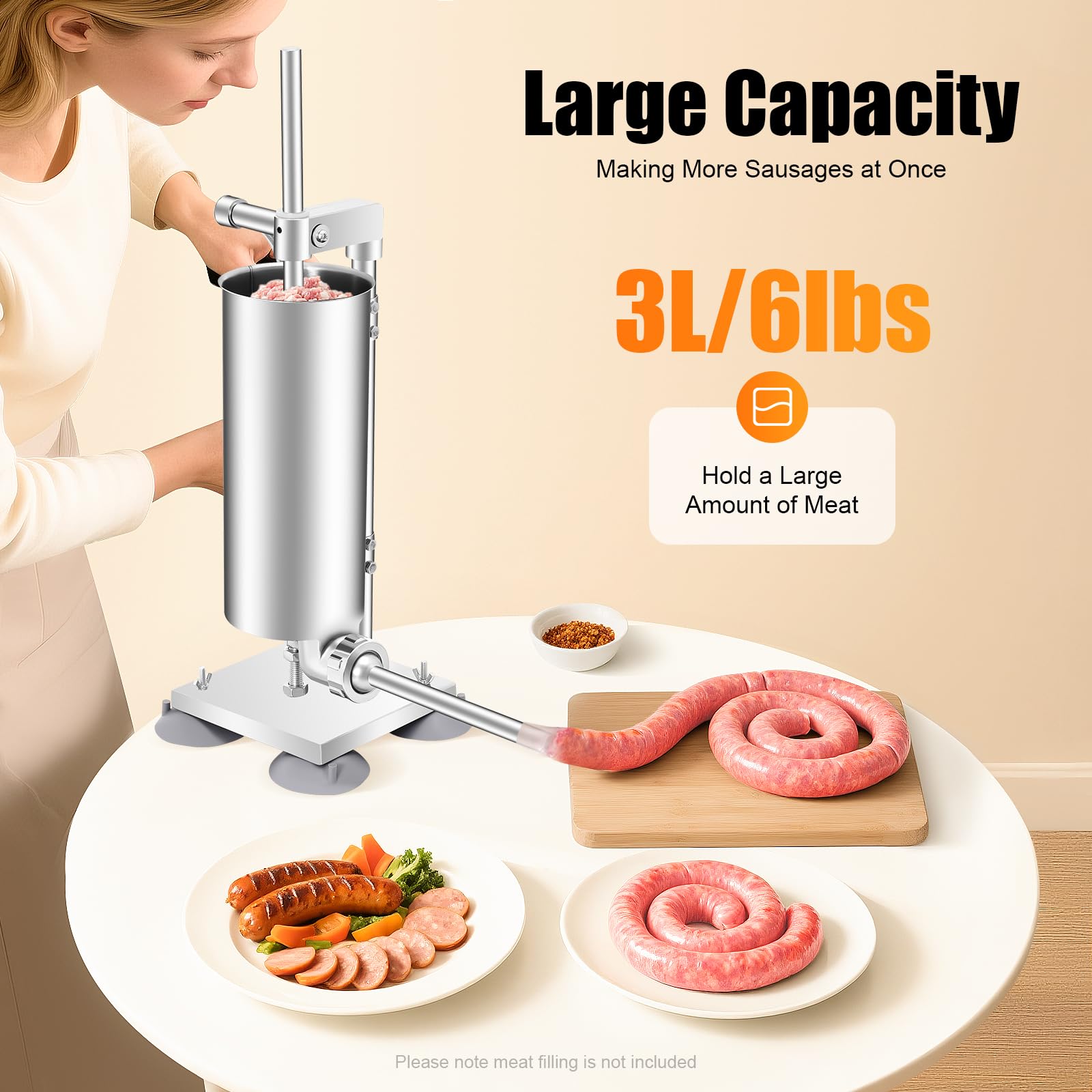 TiryyDrela Insaccatrice Manuale 3L Verticale Inox 7 Imbuti