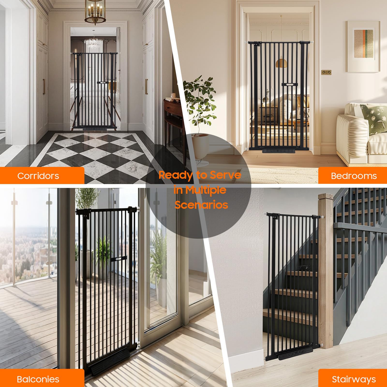 TiryyDrela cancelletto cani e gatti 150 cm 76-85 cm nero