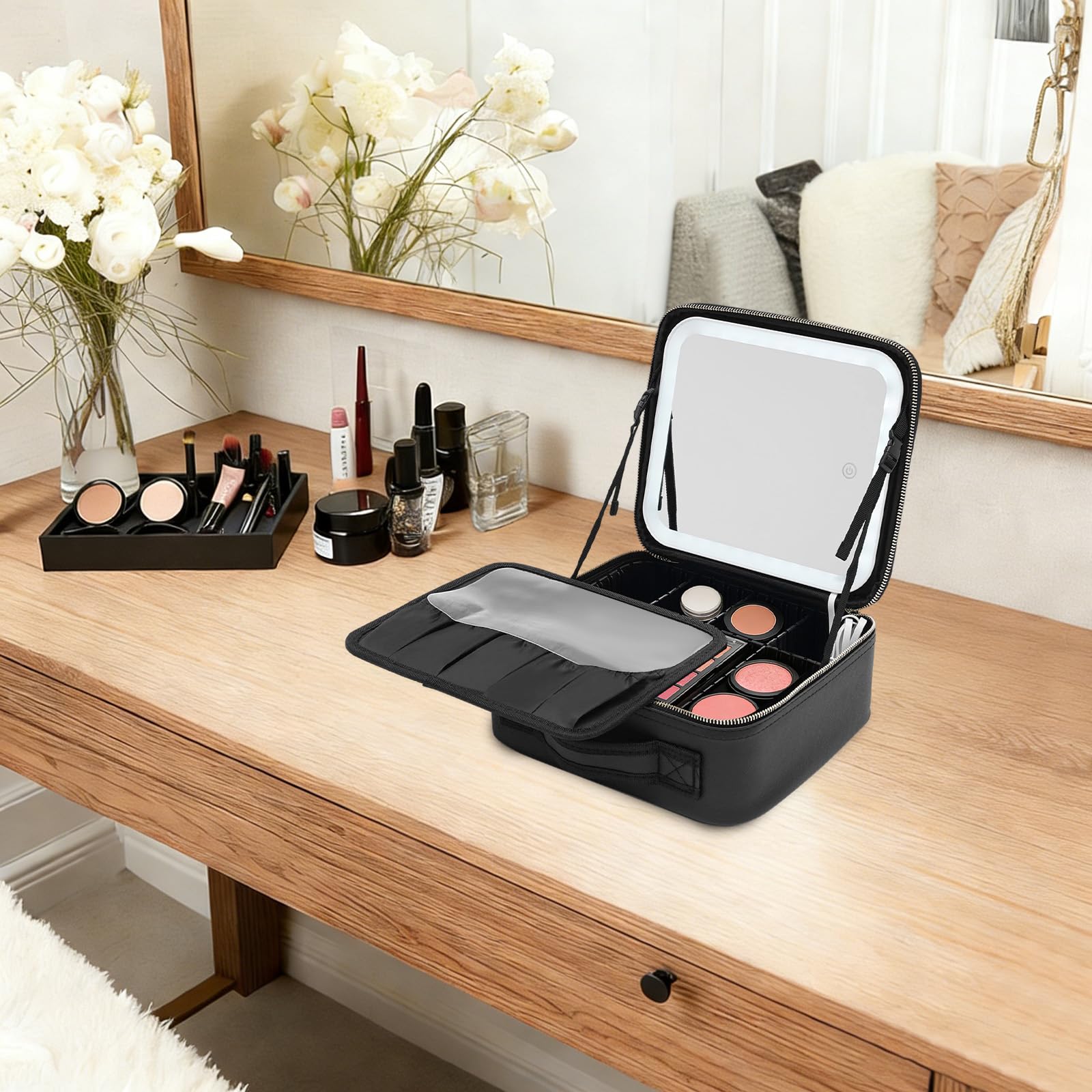 TiryyDrela Vanity Case Trucco LED 3 Colori 26x23x11 cm