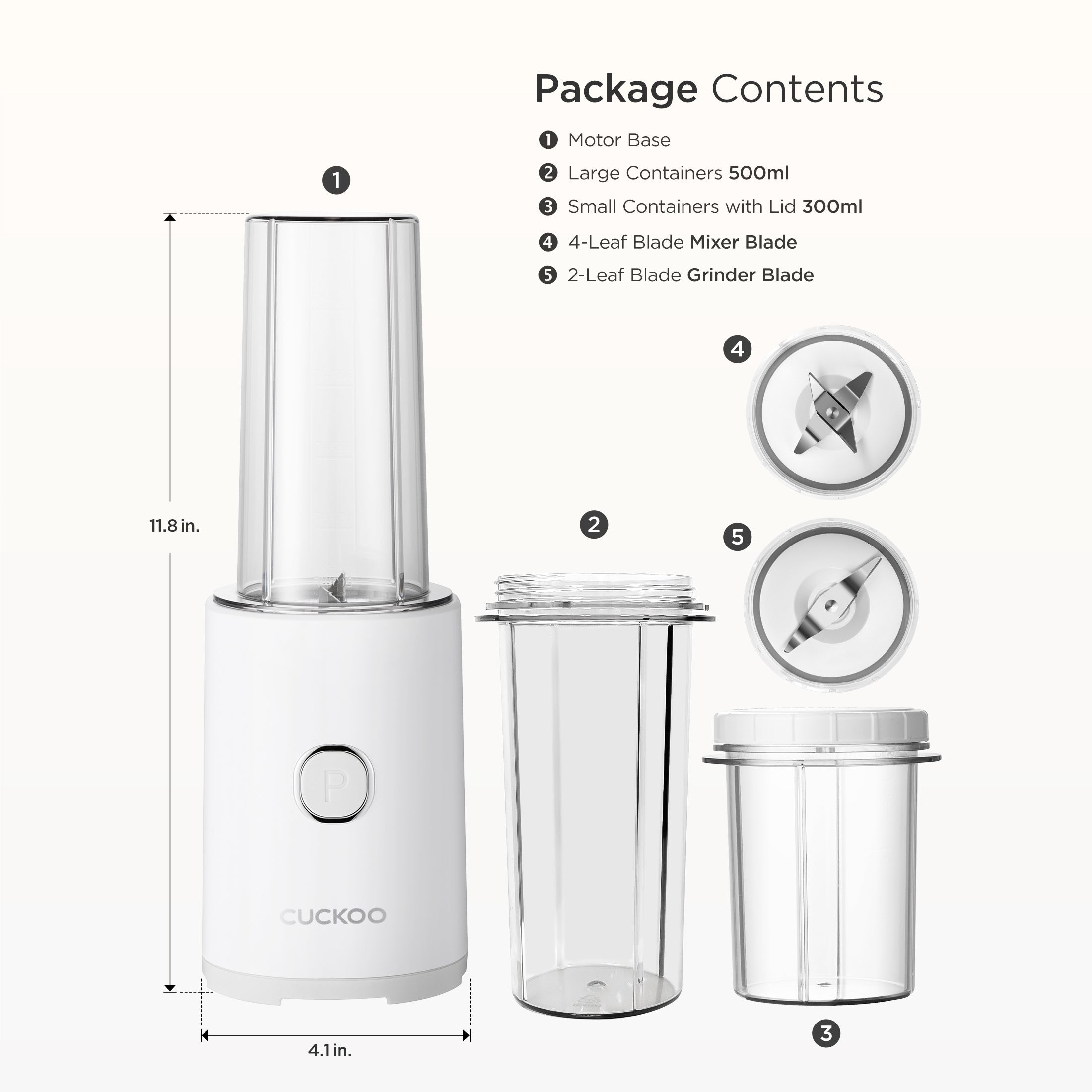CUCKOO One-Touch CFM-D60W frullatore 500ml con 2 contenitori