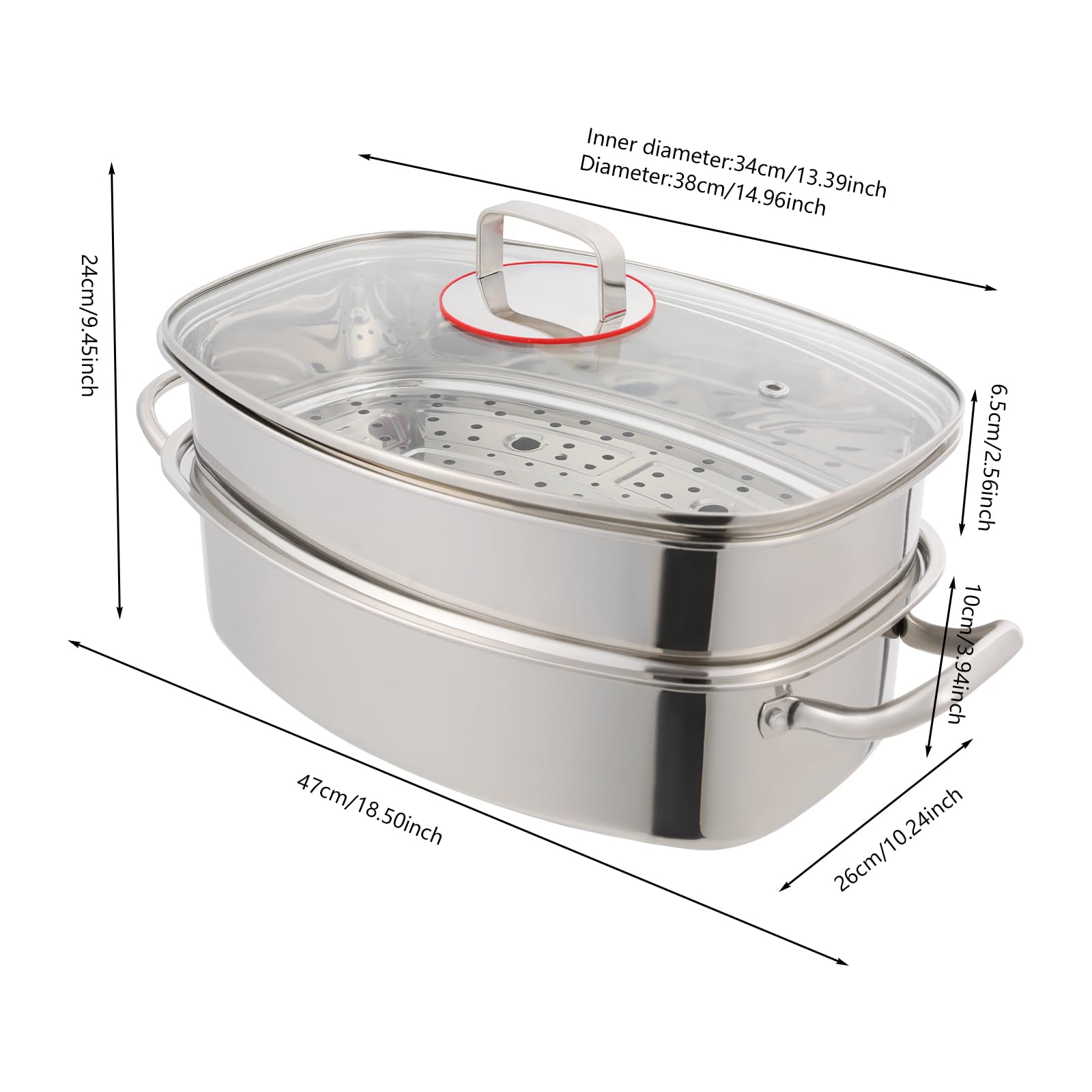 TiryyDrela Vaporiera Inox 2 Piani 6 L per Induzione con Timer