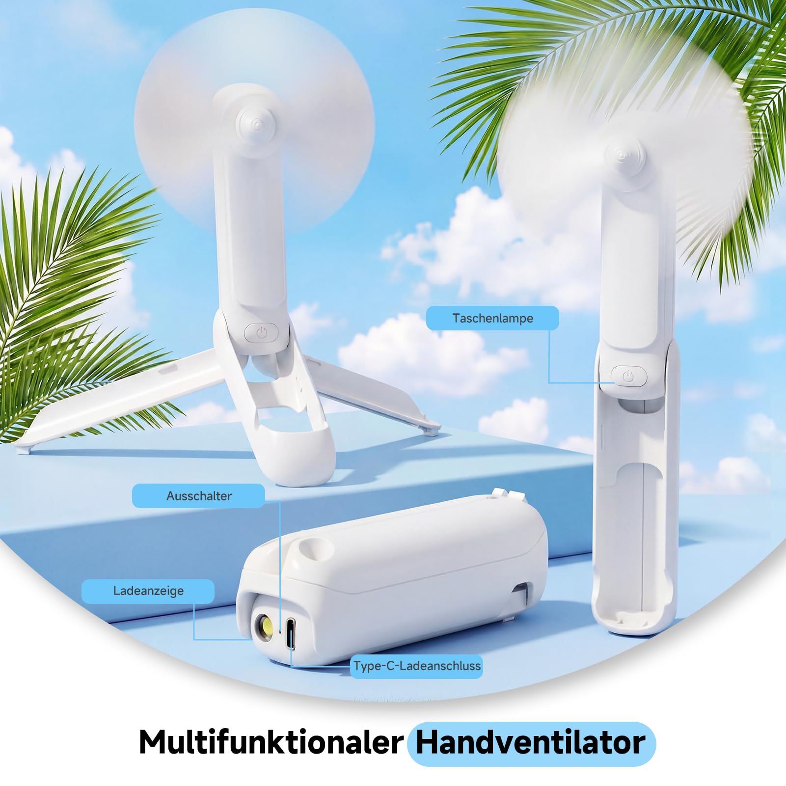 WOWDSGN mini ventilatore portatile bianco 2000 mAh
