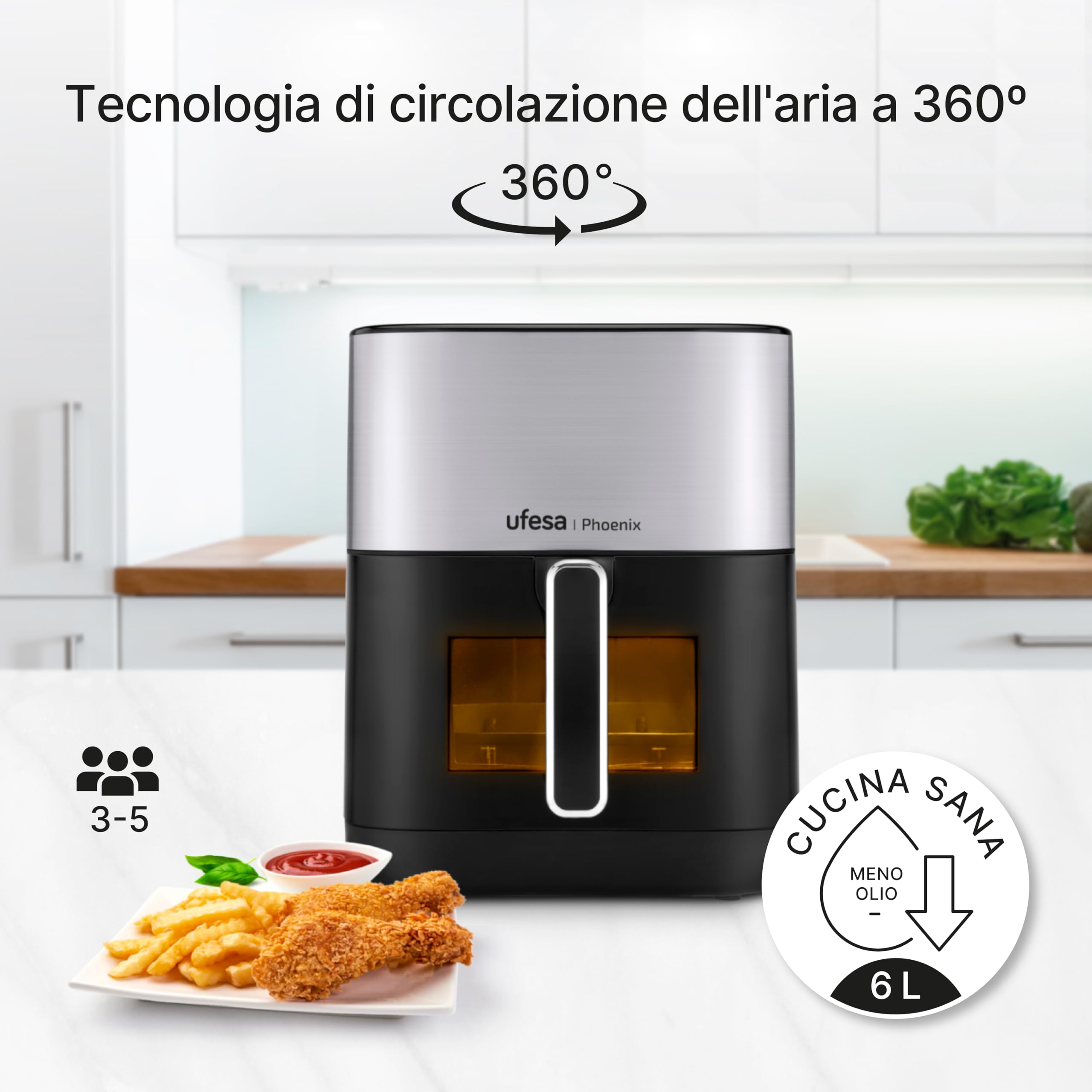 Ufesa Phoenix friggitrice ad aria a vapore 6 L