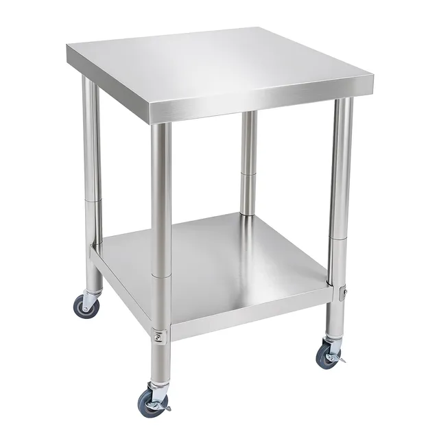 TiryyDrela tavolo lavoro cucina inox 60x60 cm 300 kg 2 ripiani