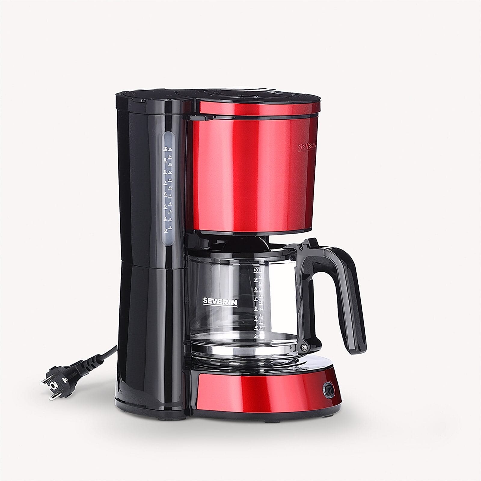 SEVO macchina caffe filtro 10 tazze rosso inox