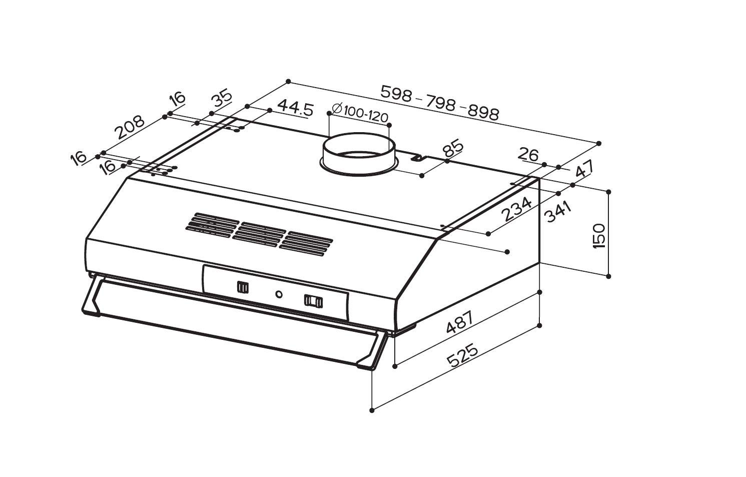 Faber TCH04 WH19A 741 Cappa Sottopensile 90cm 295m3/h