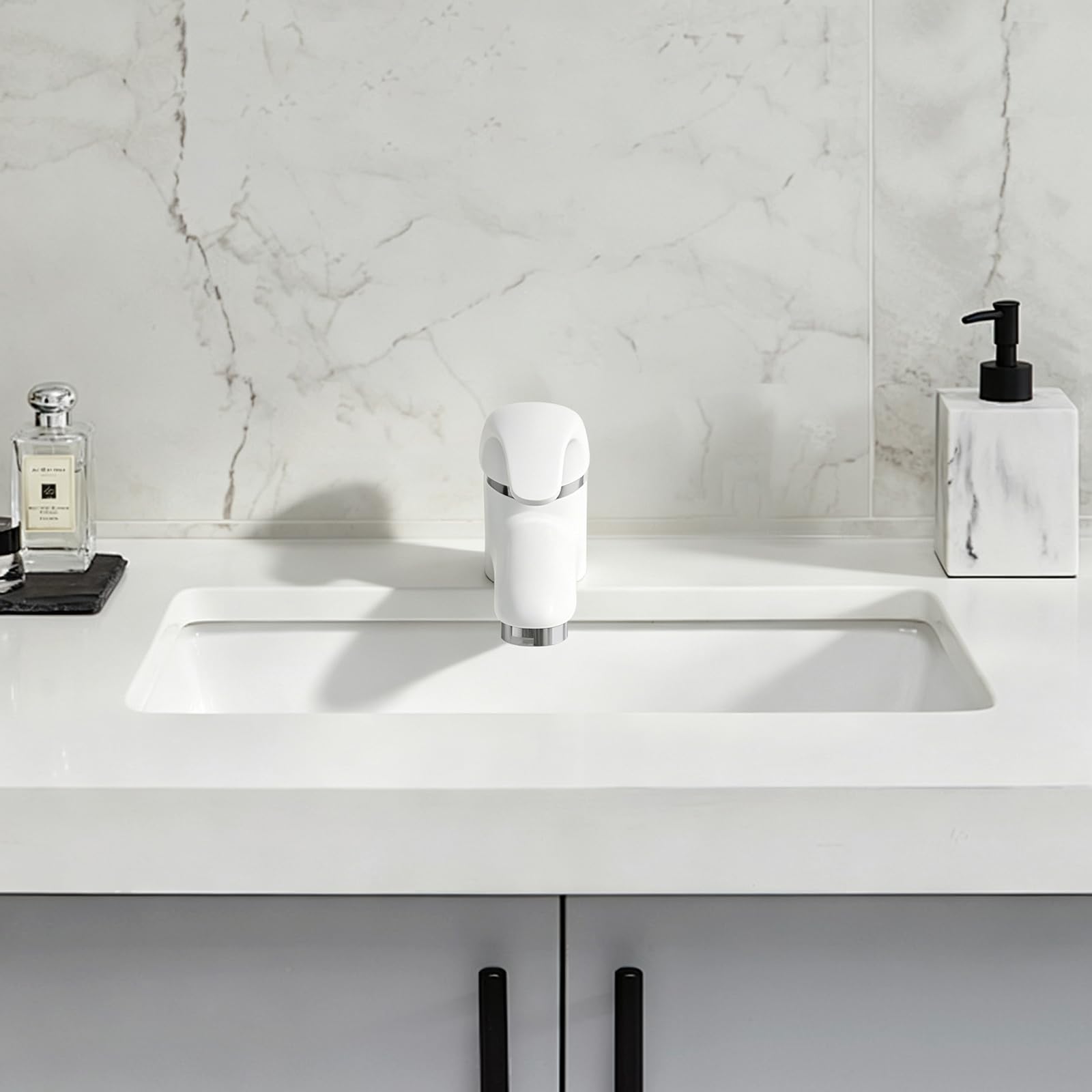 TiryyDrela Rubinetto Bagno Bianco Ottone Compatto 10 cm