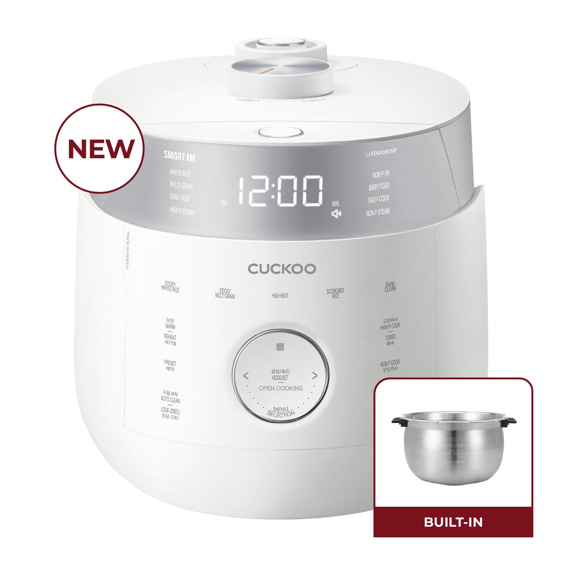 Cuckoo IH Twin Pressure CRP-LHTAR0609F cuociriso 6 tazze bianco inox