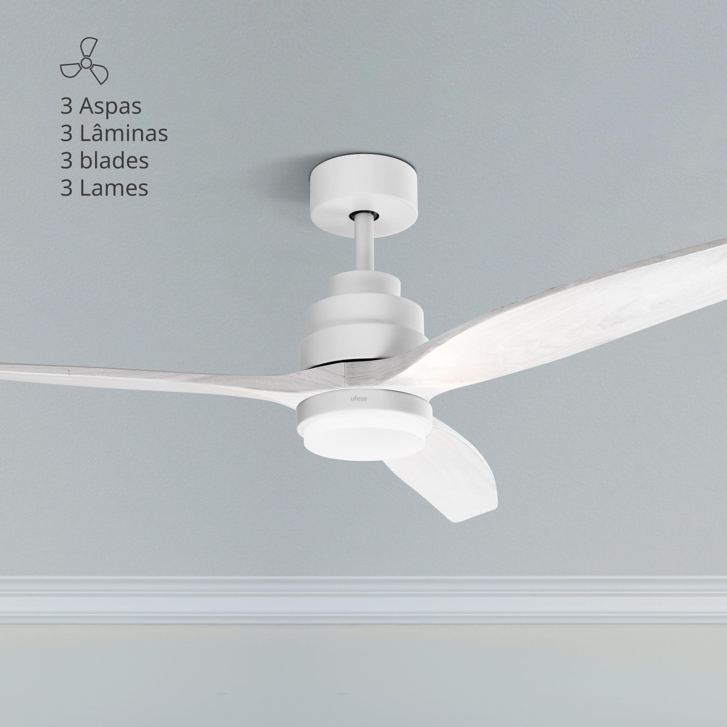 Ufesa ventilatore da soffitto con luce LED bianco 132 cm 40W
