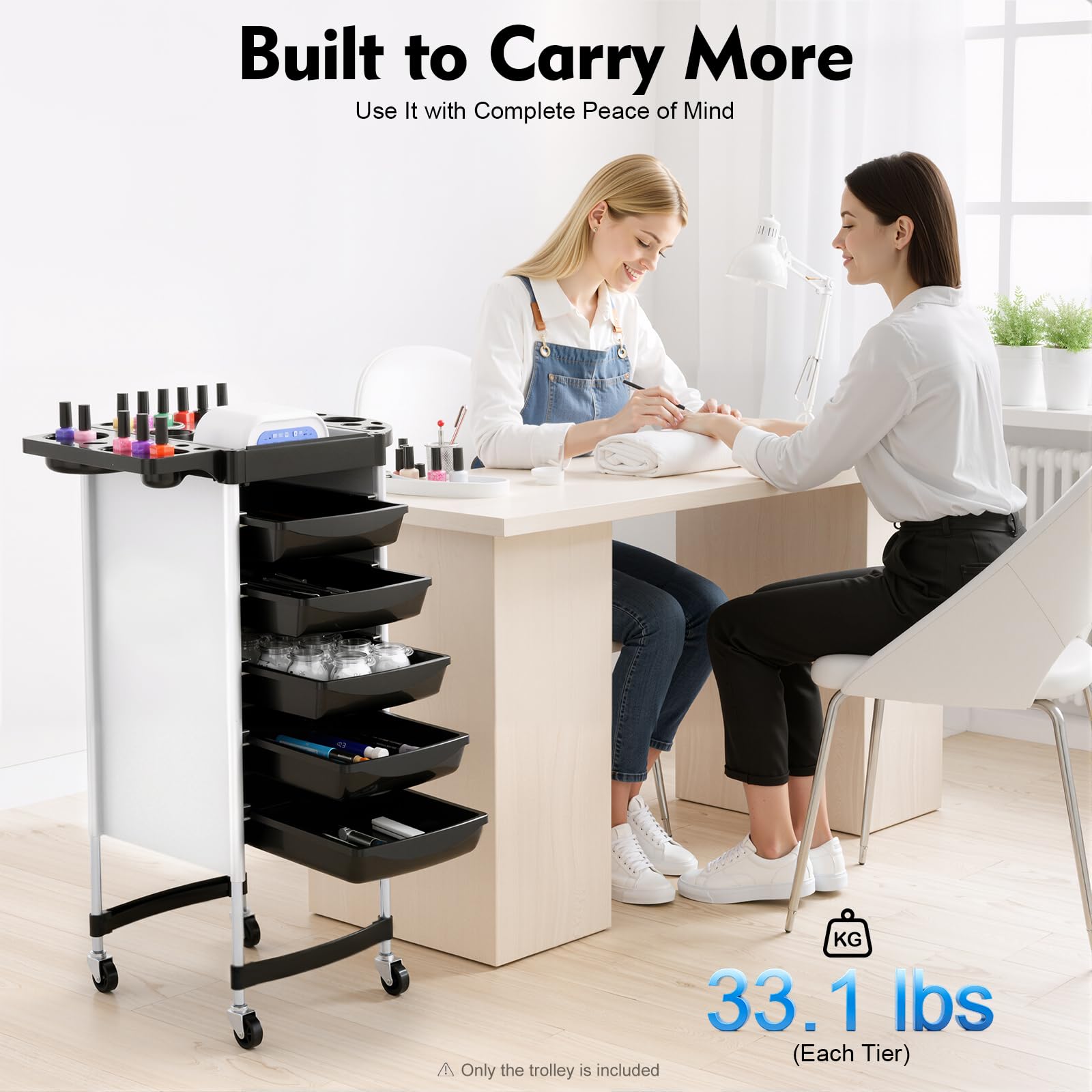 TiryyDrela Carrello Parrucchiere 6 Piani 5 Cassetti Inox