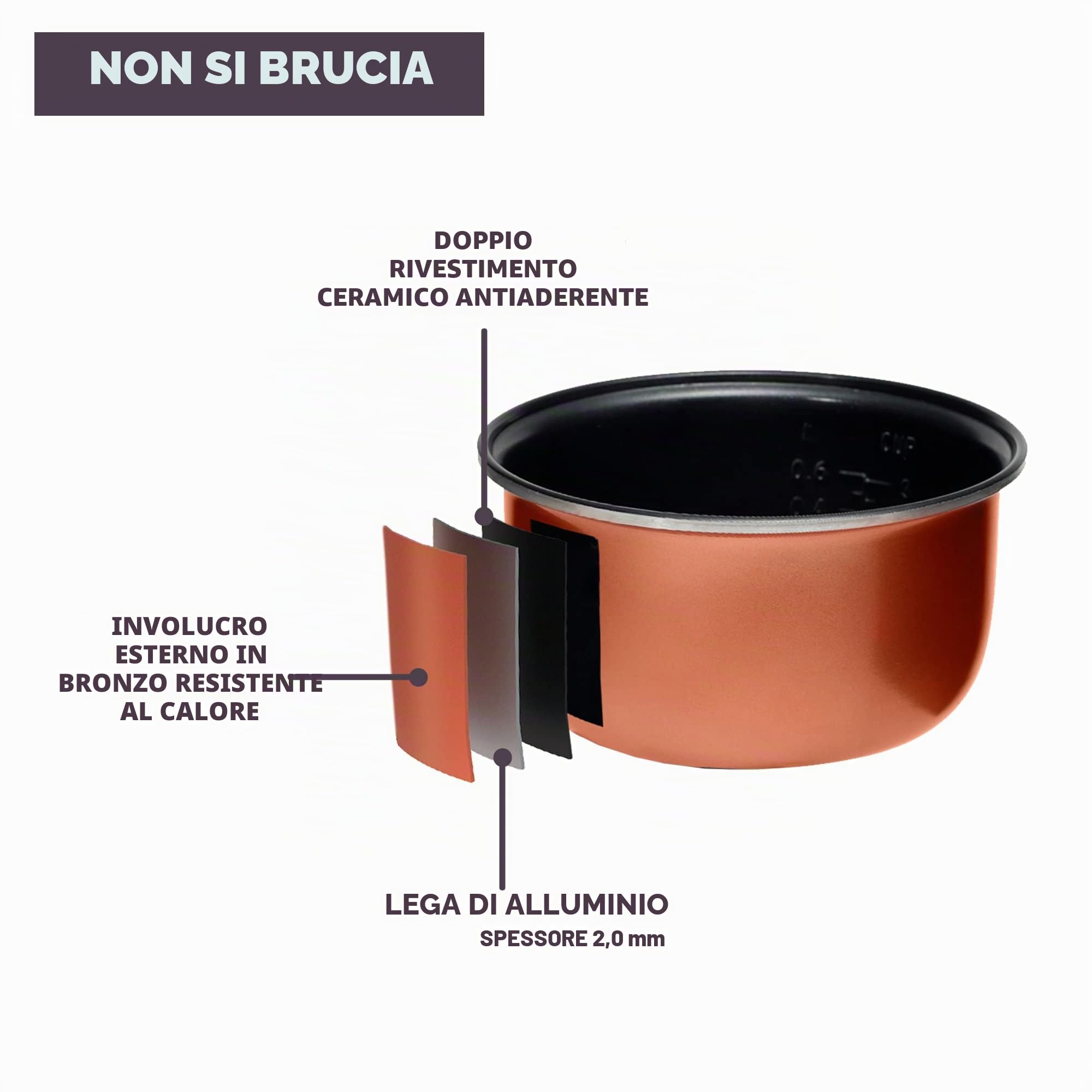 Reishunger cuociriso elettrico nero 1,2 L 6 persone antiaderente