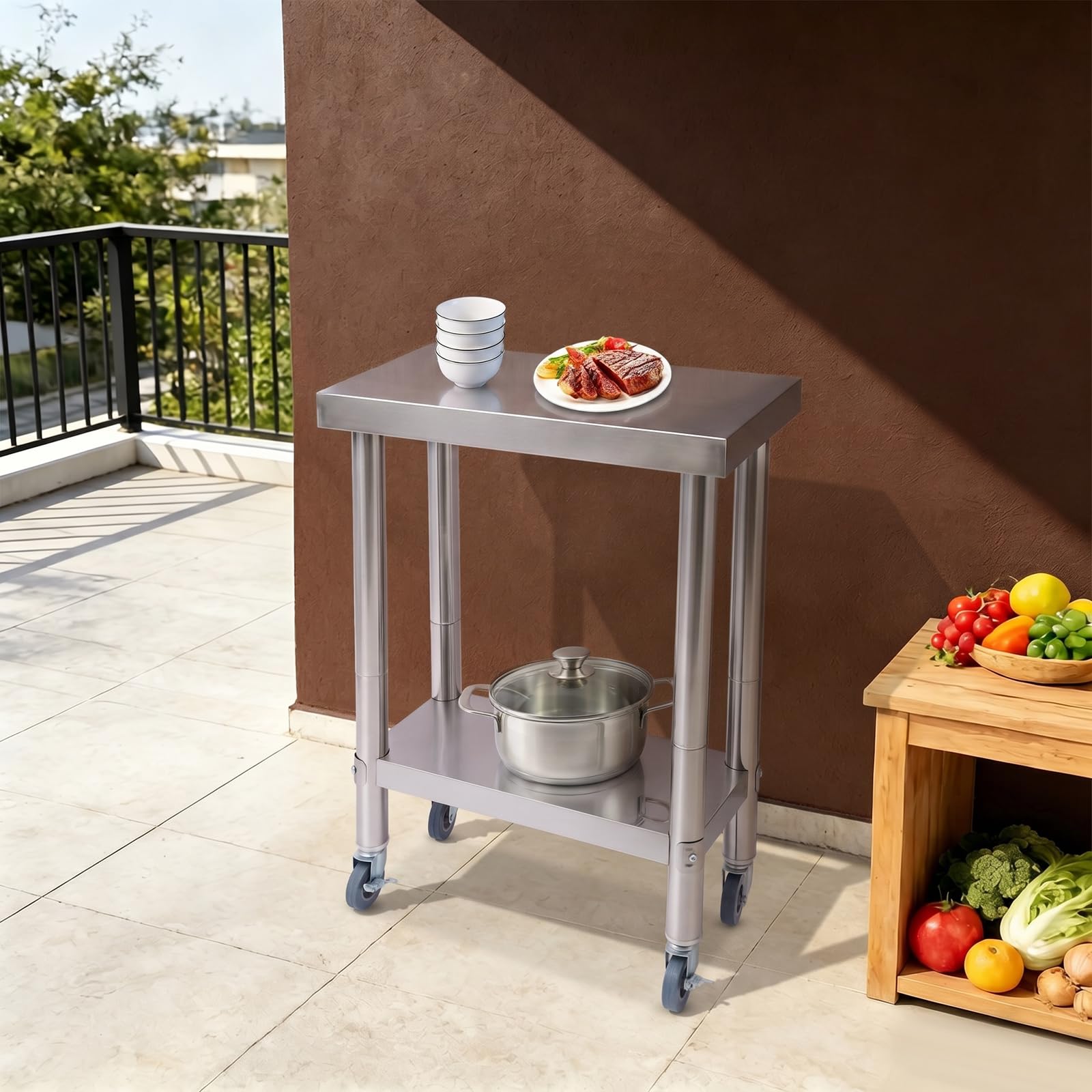 TiryyDrela tavolo lavoro cucina inox 60x45x85 cm 300 kg