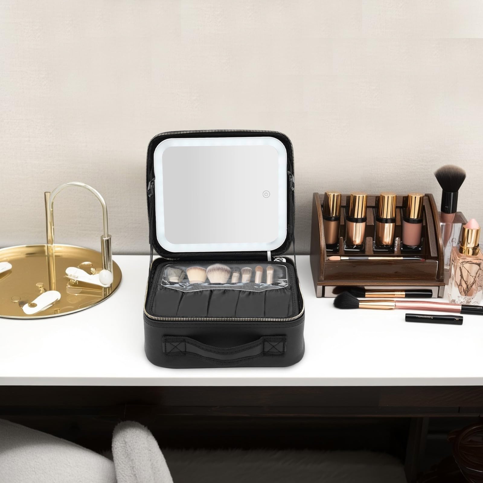 TiryyDrela Vanity Case Trucco LED 3 Colori 26x23x11 cm