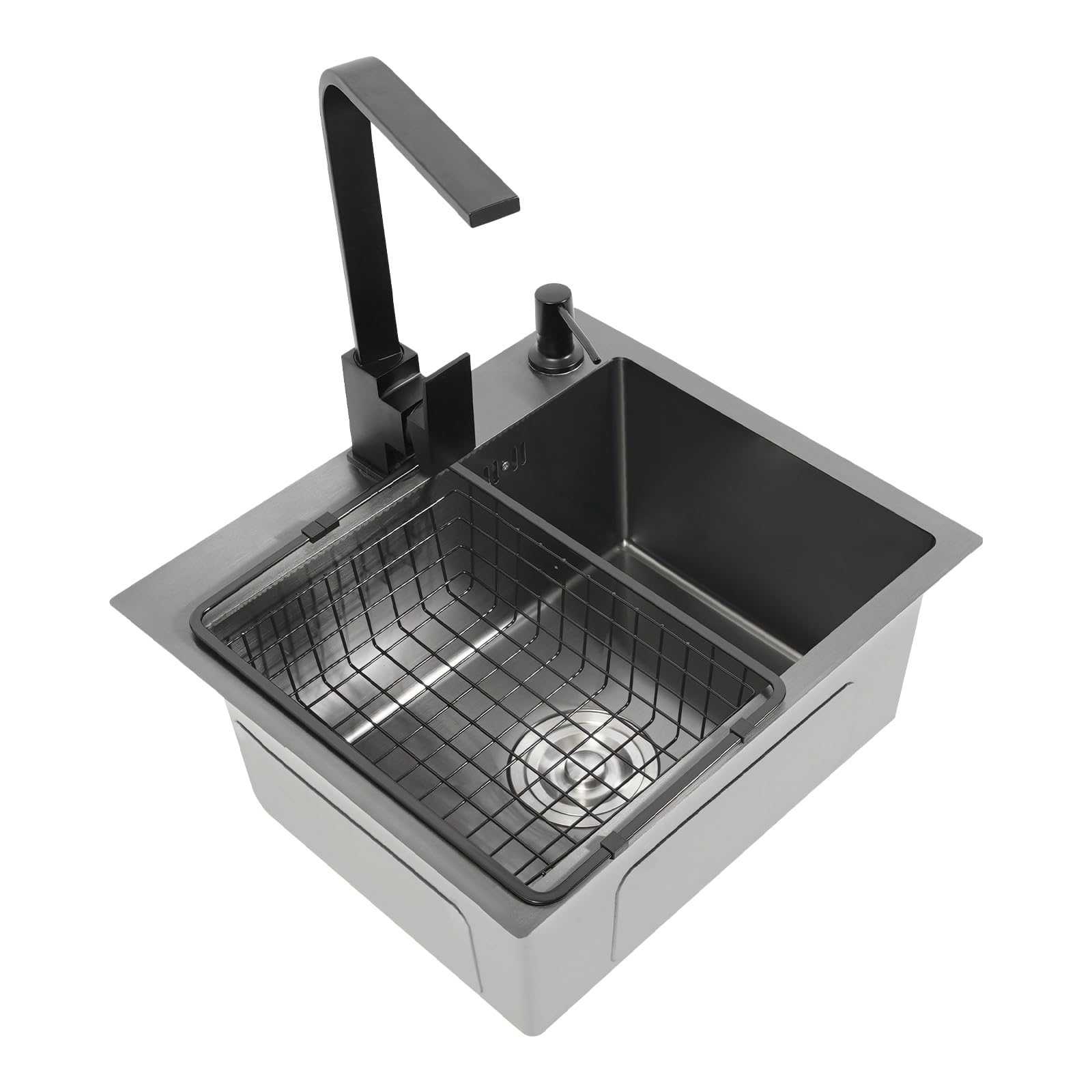 TiryyDrela Lavello Cucina Inox con Rubinetto 1 Vasca Nano Grigio