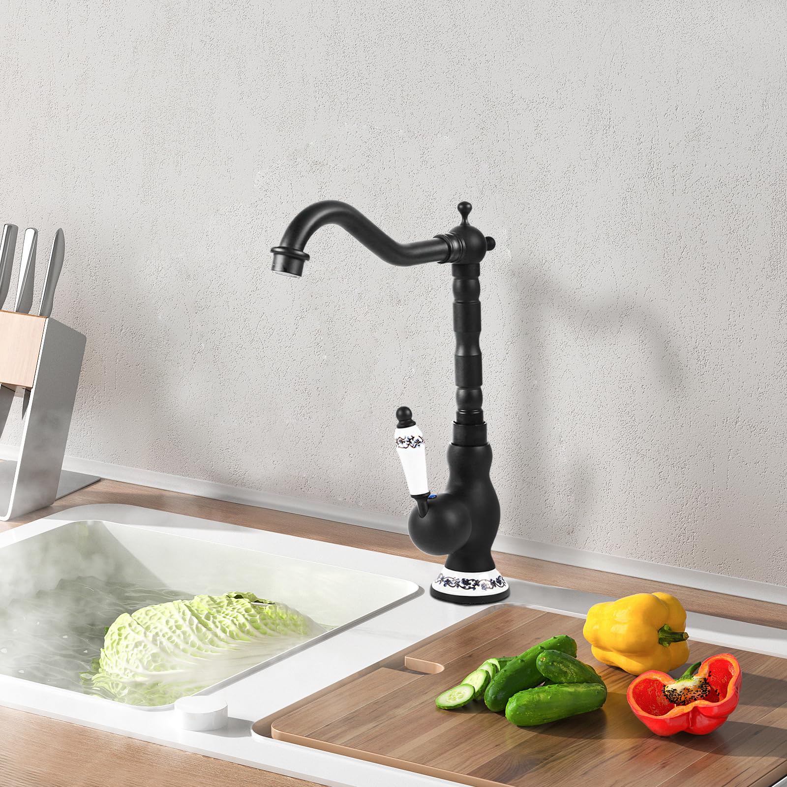 TiryyDrela rubinetto cucina vintage cromato 360° ceramica