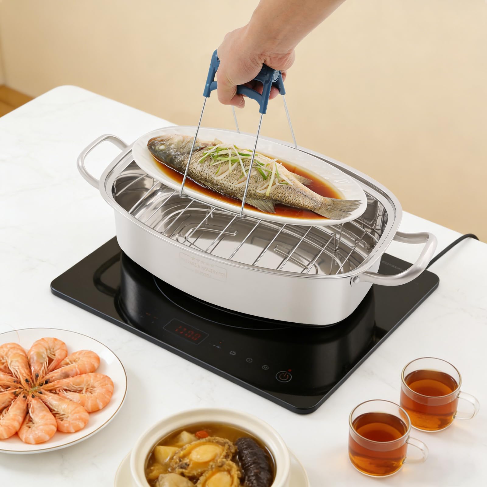 TiryyDrela Pentola a Vapore Acciaio Inox 6L per Induzione