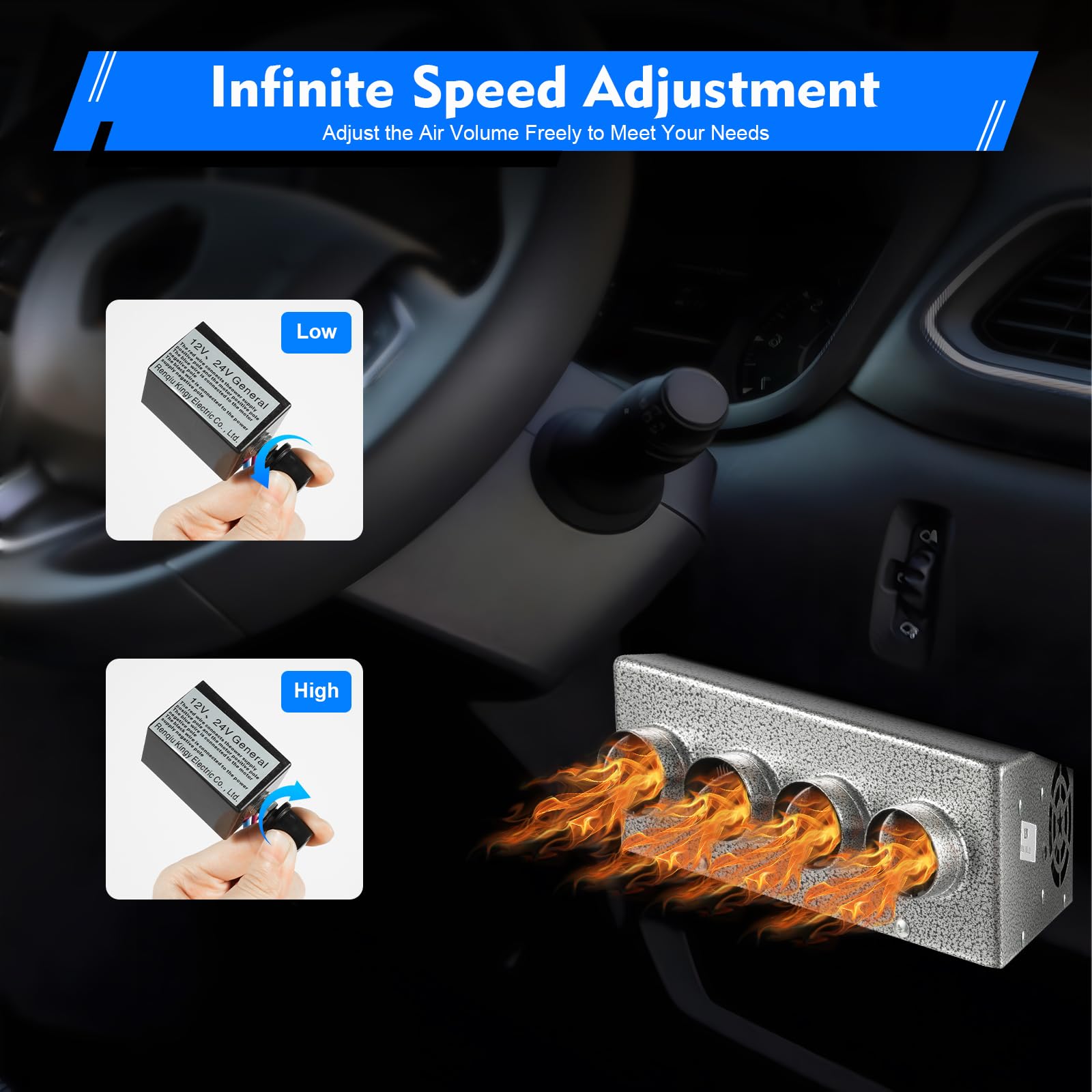 TiryyDrela Riscaldatore Auto 12V Universale Grigio Rame Ferro