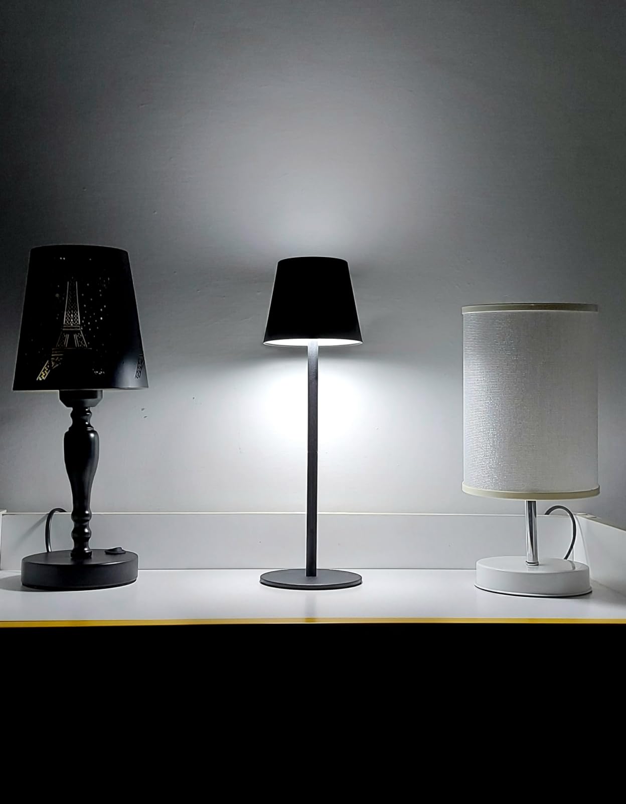 WOWDSGN lampada da tavolo senza fili nera LED ricaricabile