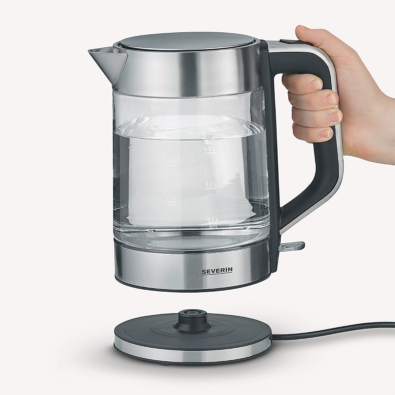 SEVO bollitore vetro 1,7 L acciaio inox una mano