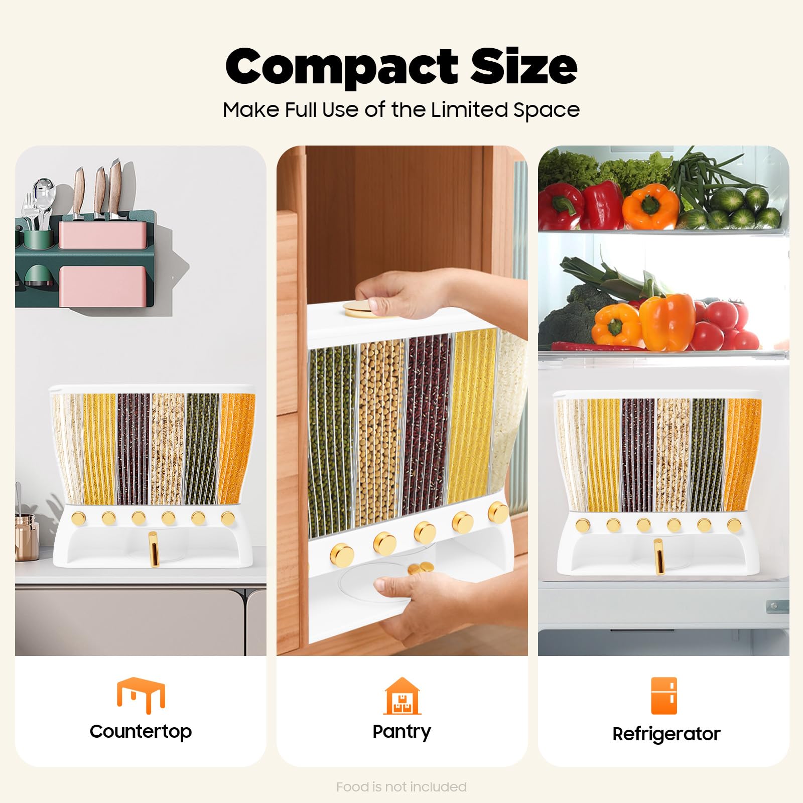 TiryyDrela Distributore Cereali 6 Scomparti 10 kg con Dosatore