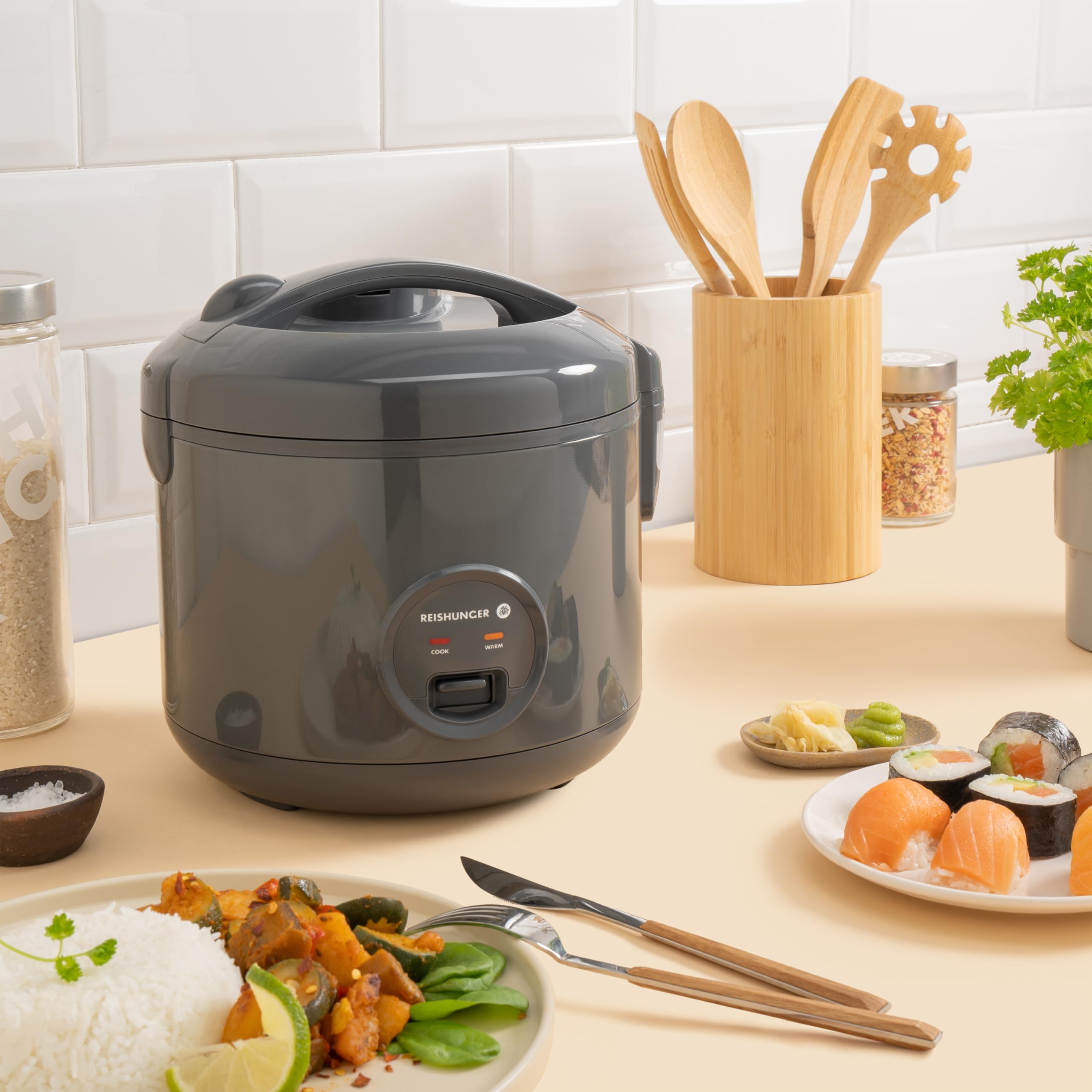 Reishunger Basis cuociriso elettrico 1,2 L grigio 6 porzioni