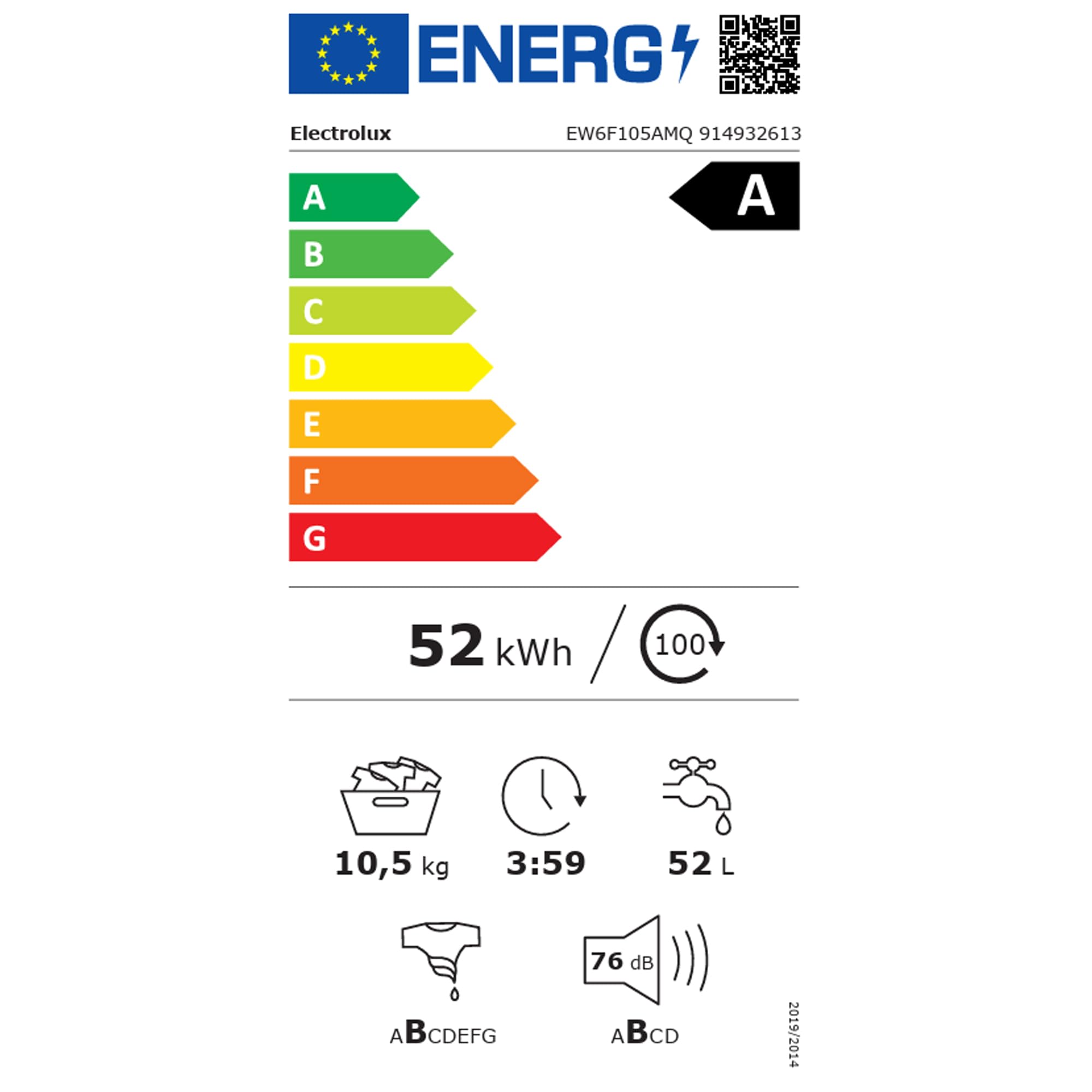 Electrolux SensiCare 600 EW6F105AMQ lavatrice 10,5 kg AutoDose