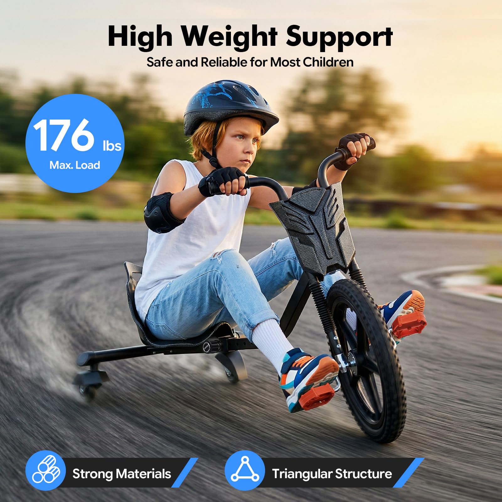 TiryyDrela Drift Trike Bambini Nero 3 Ruote