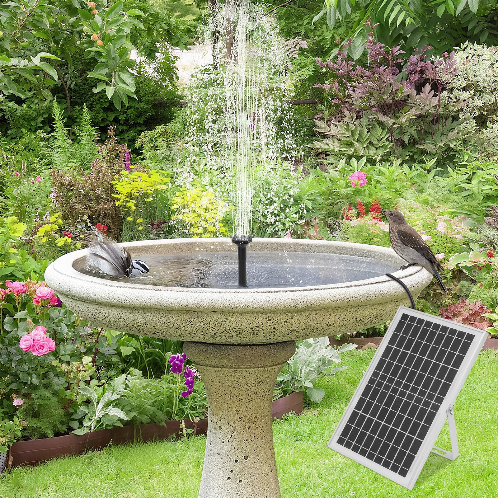 TiryyDrela Fontana Solare Esterna 10W Pompa 1000 L/h 1,5 m