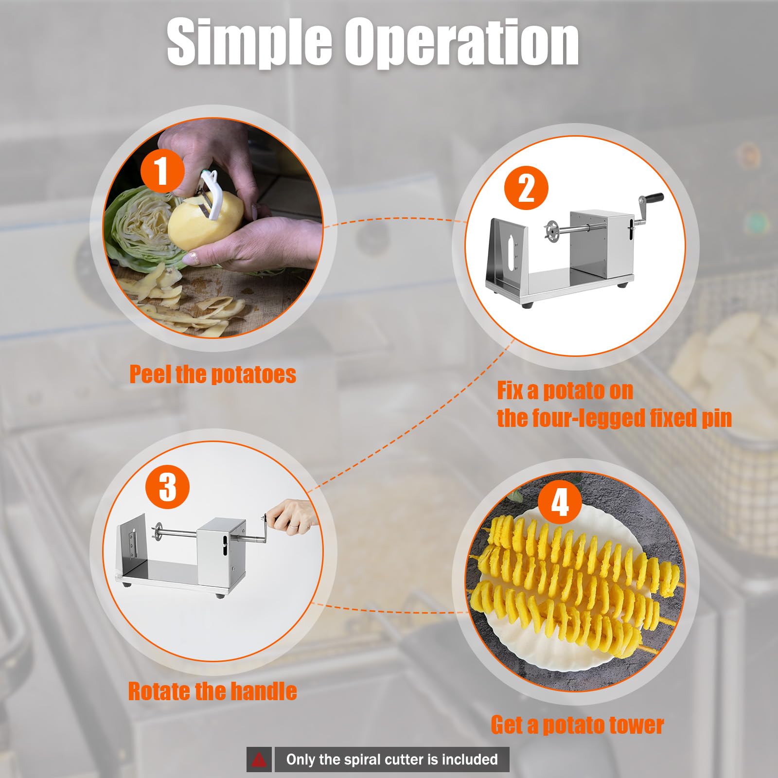 TiryyDrela Taglierina a Spirale per Patate Acciaio Inox Manuale
