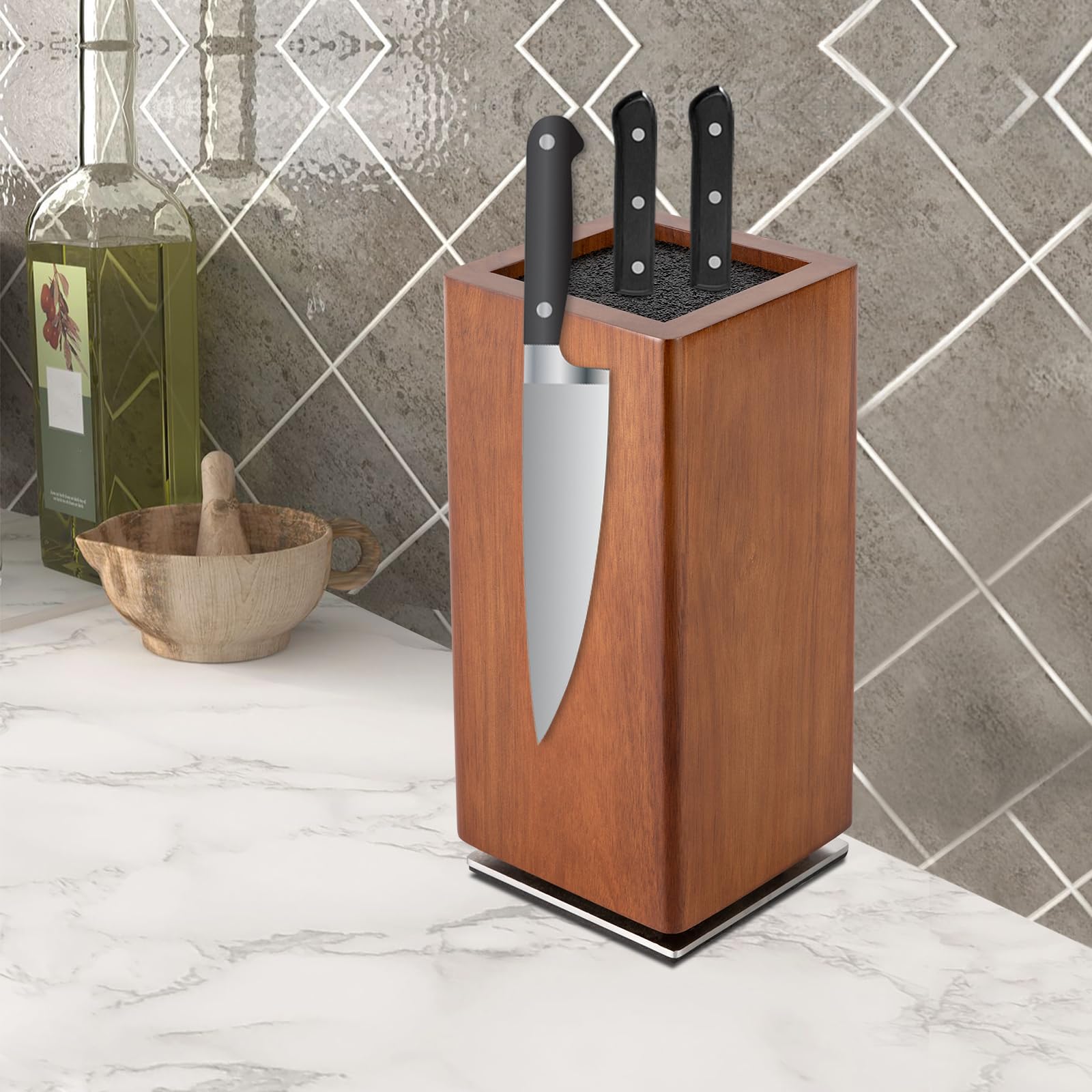 TiryyDrela Porta Coltelli Magnetico Legno Girevole 360°