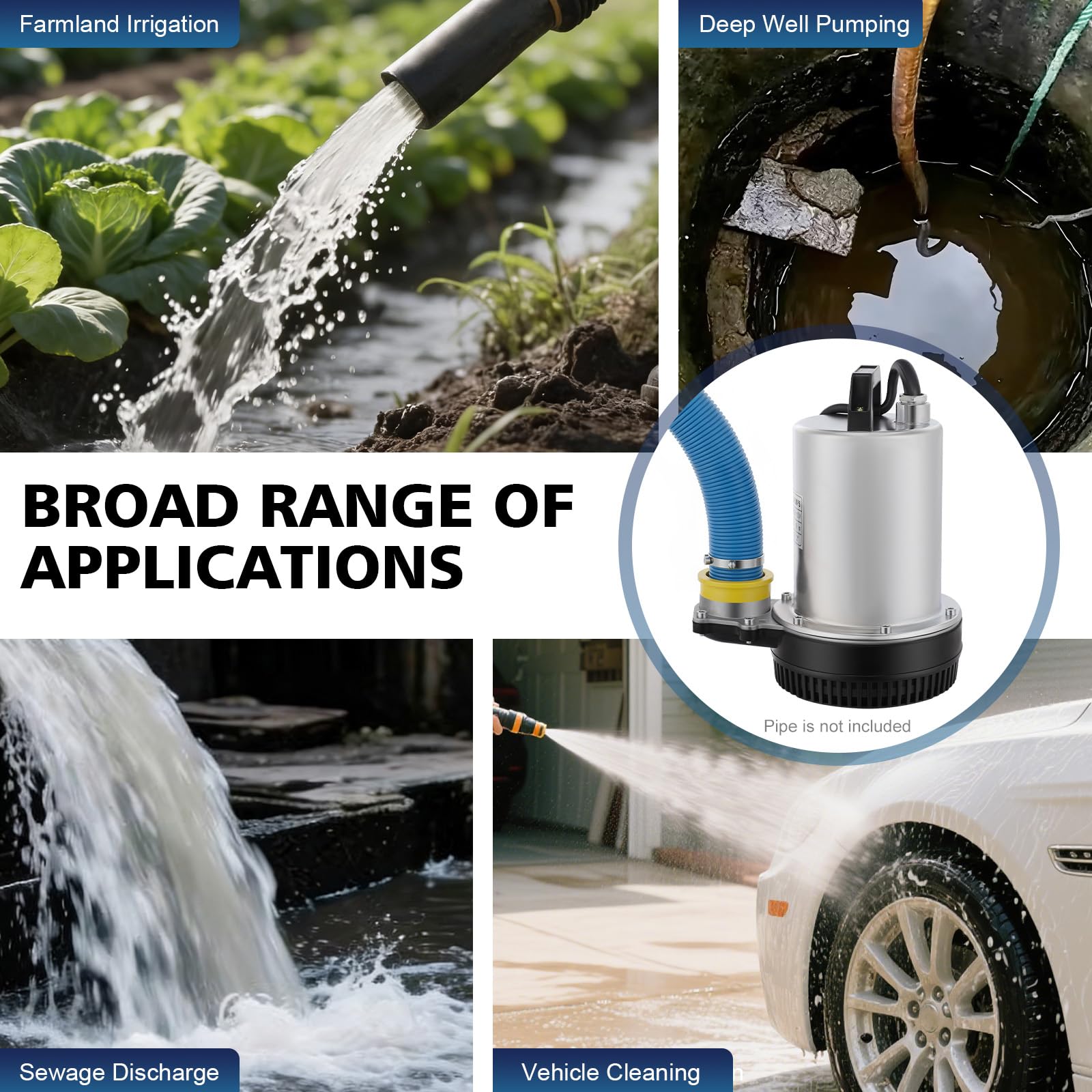 TiryyDrela Pompa Sommergibile 160W 50L/min Acqua 12V Silenziosa