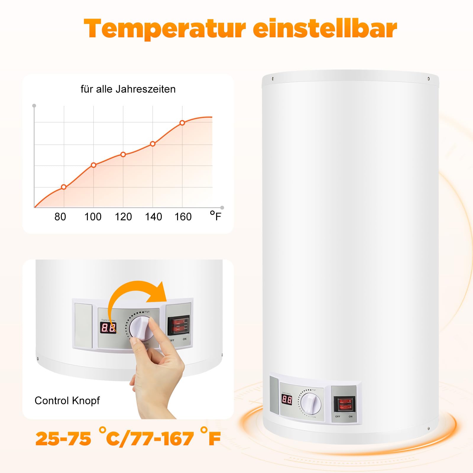 TiryyDrela Scaldabagno Elettrico 80 L 2000 W Verticale Inox