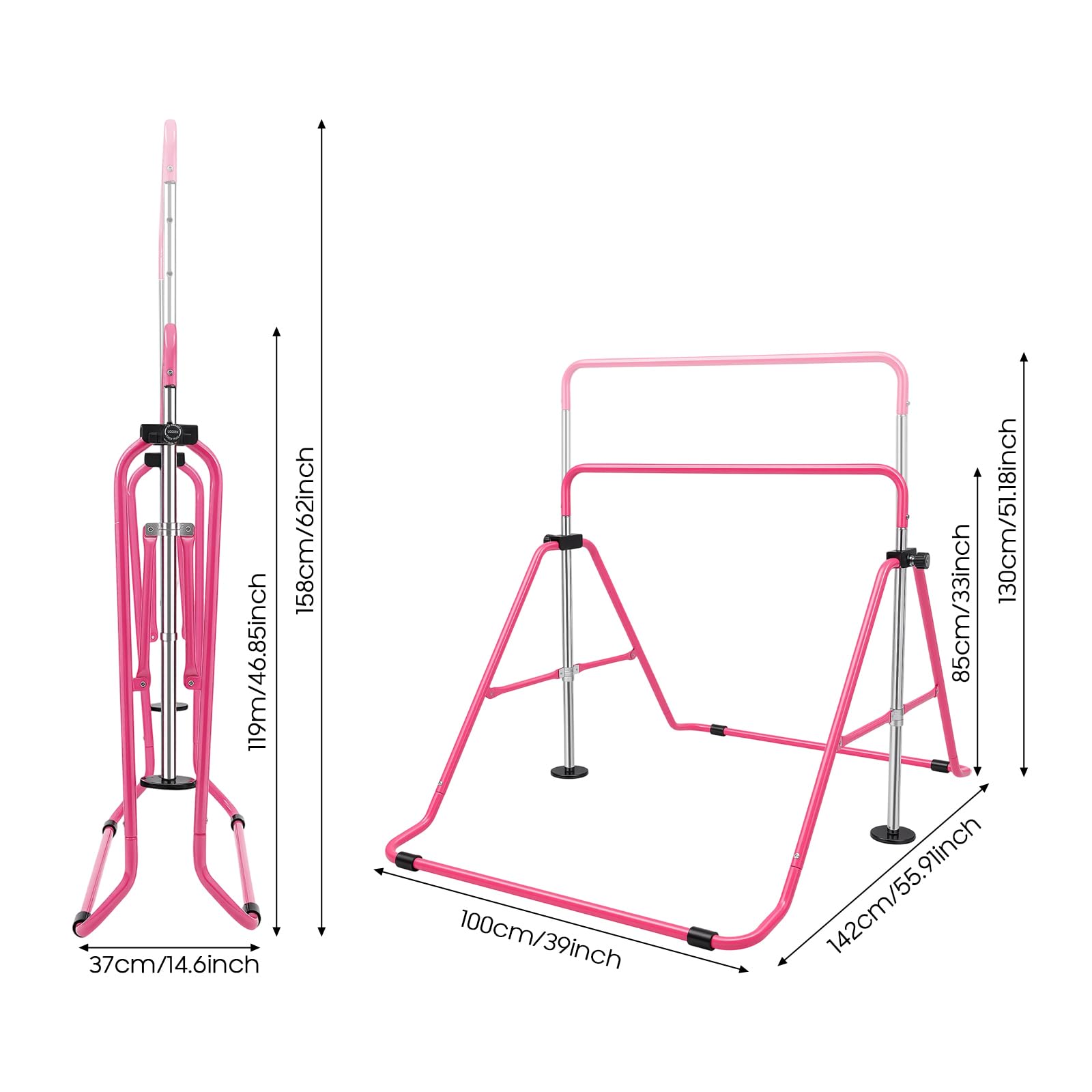 TiryyDrela Barra Ginnastica Bambini Pieghevole Rosa