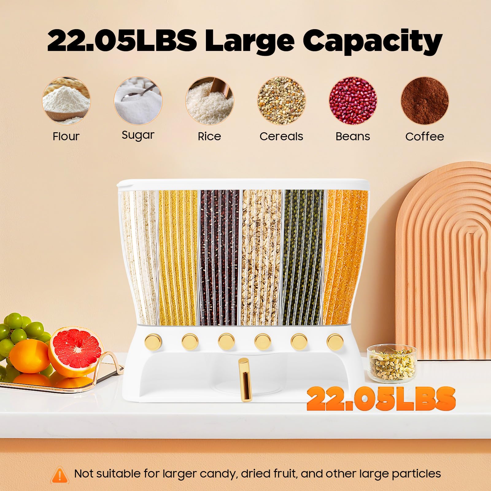 TiryyDrela Distributore Cereali 6 Scomparti 10 kg con Dosatore