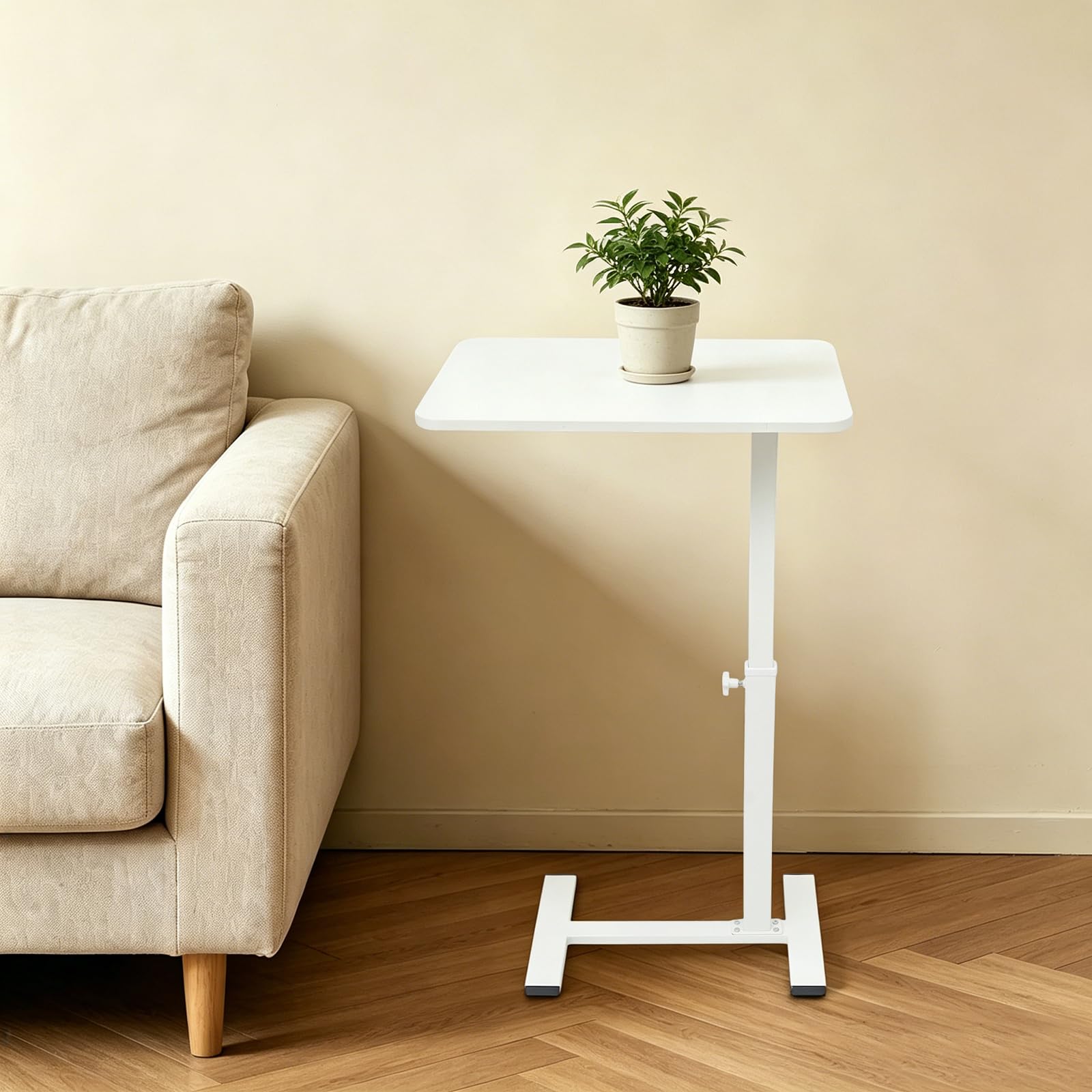 TiryyDrela Tavolino Regolabile Comodino Form C Bianco 60x40 cm