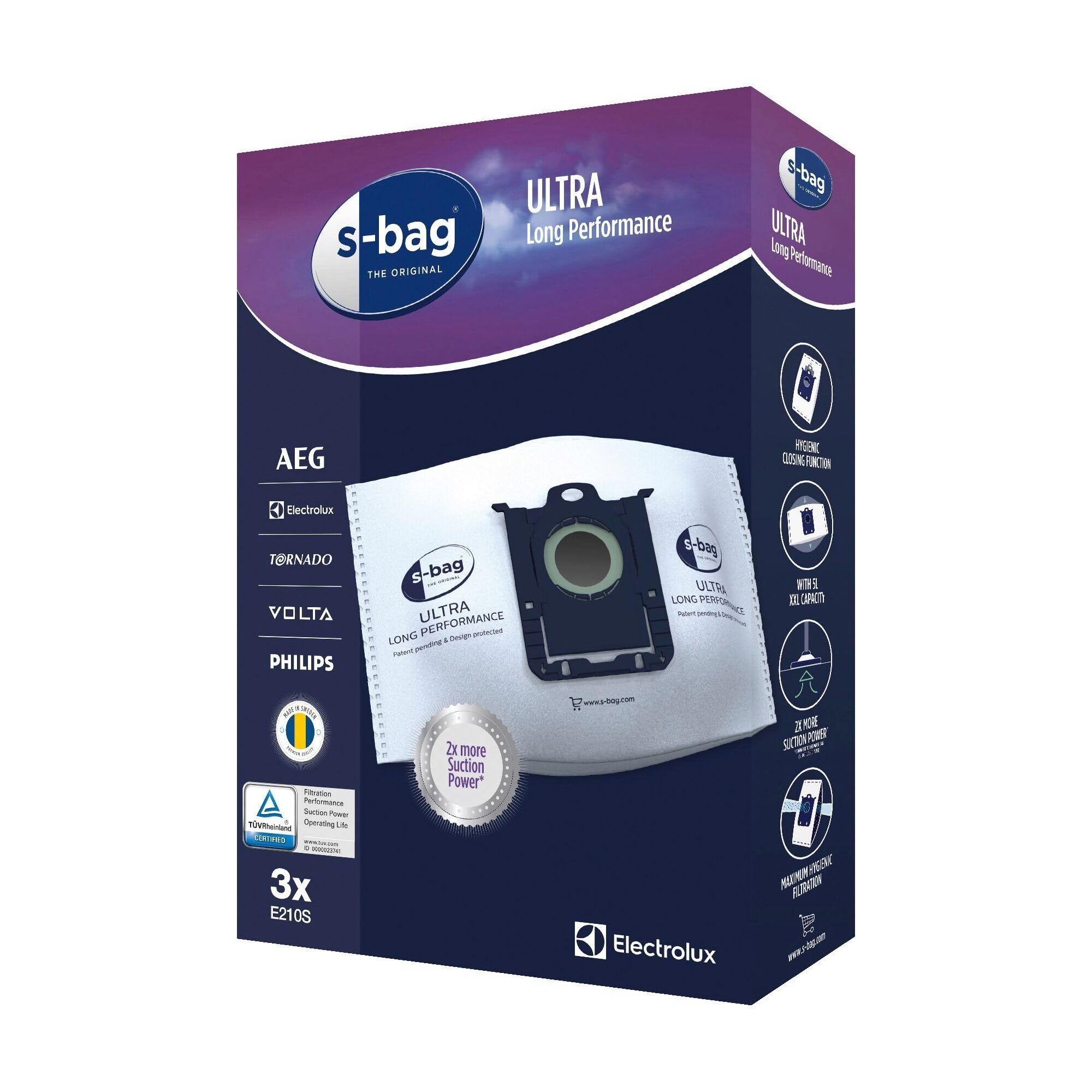 Electrolux E203S S-bag sacchetti aspirapolvere 4 pezzi bianchi