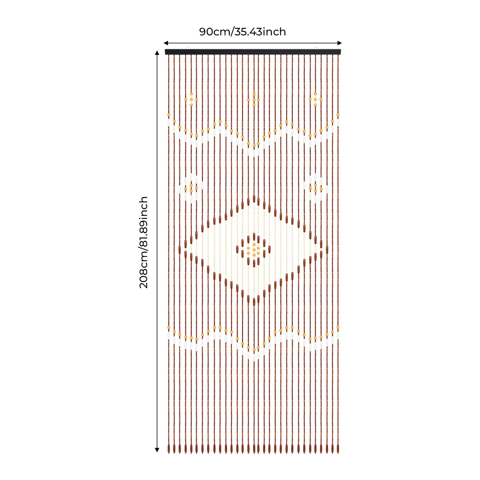 TiryyDrela Tenda Perline Bambù 90x208 cm Marrone